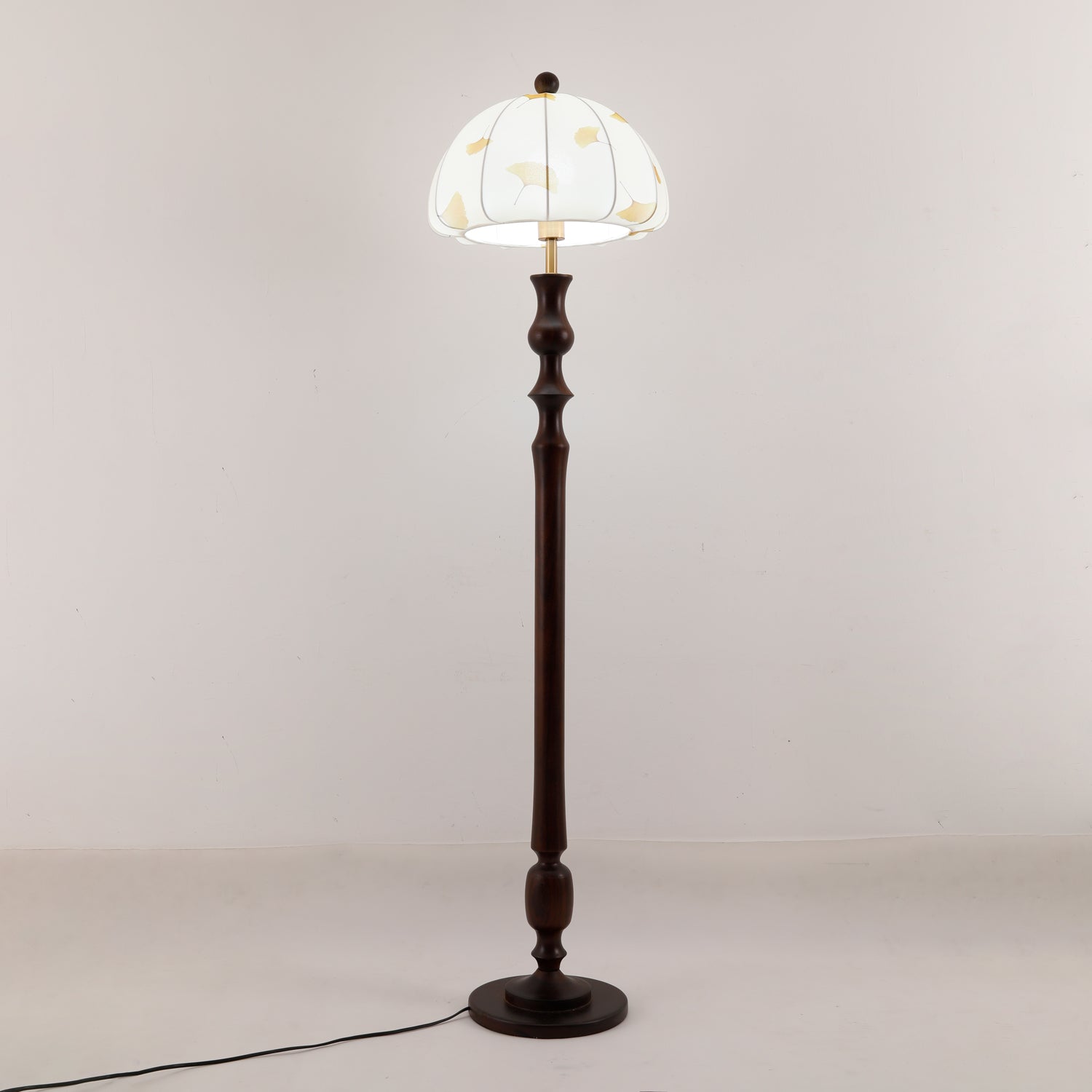 Ginkgore Wood Fabric Vintage Floor Lamp