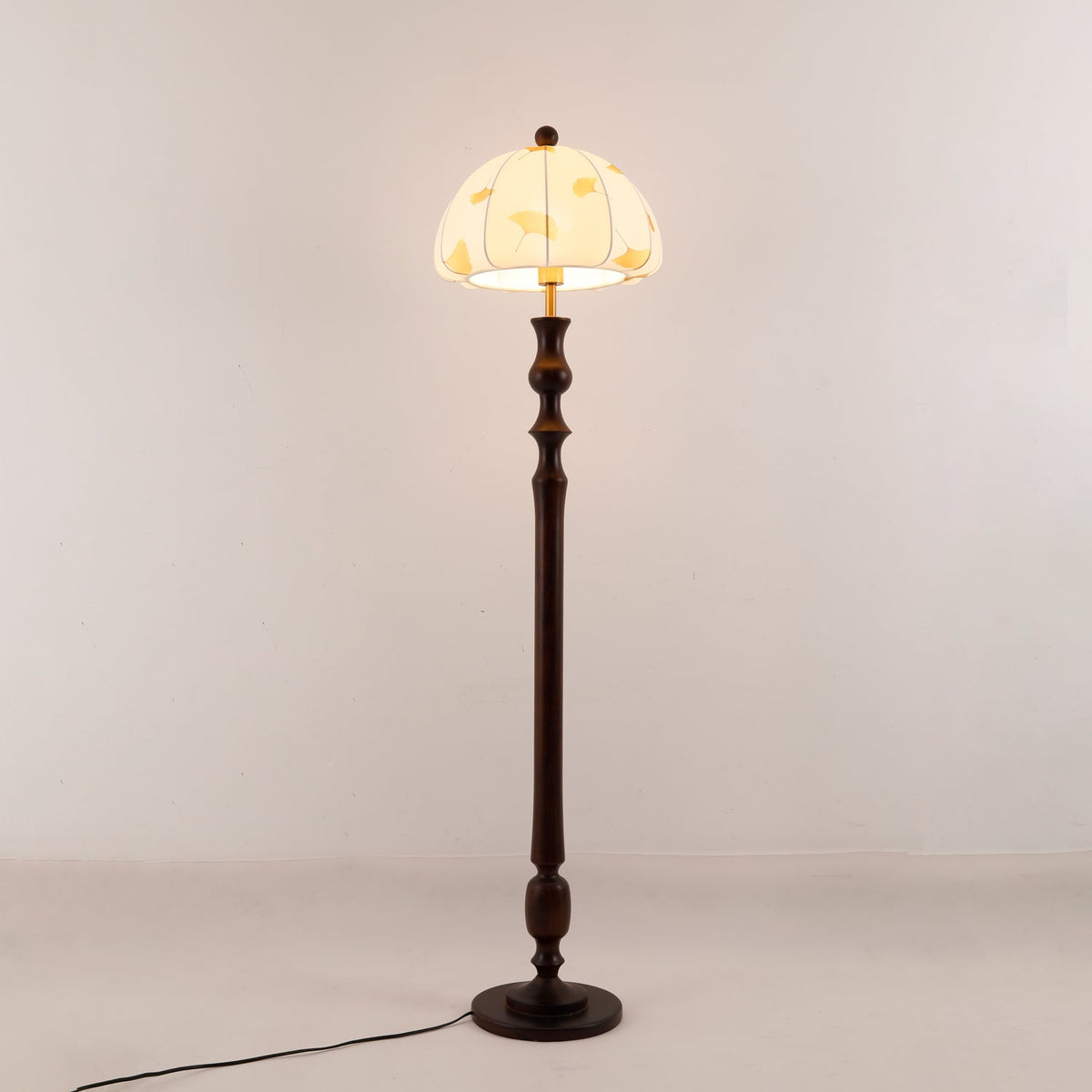 Ginkgore Wood Fabric Vintage Floor Lamp