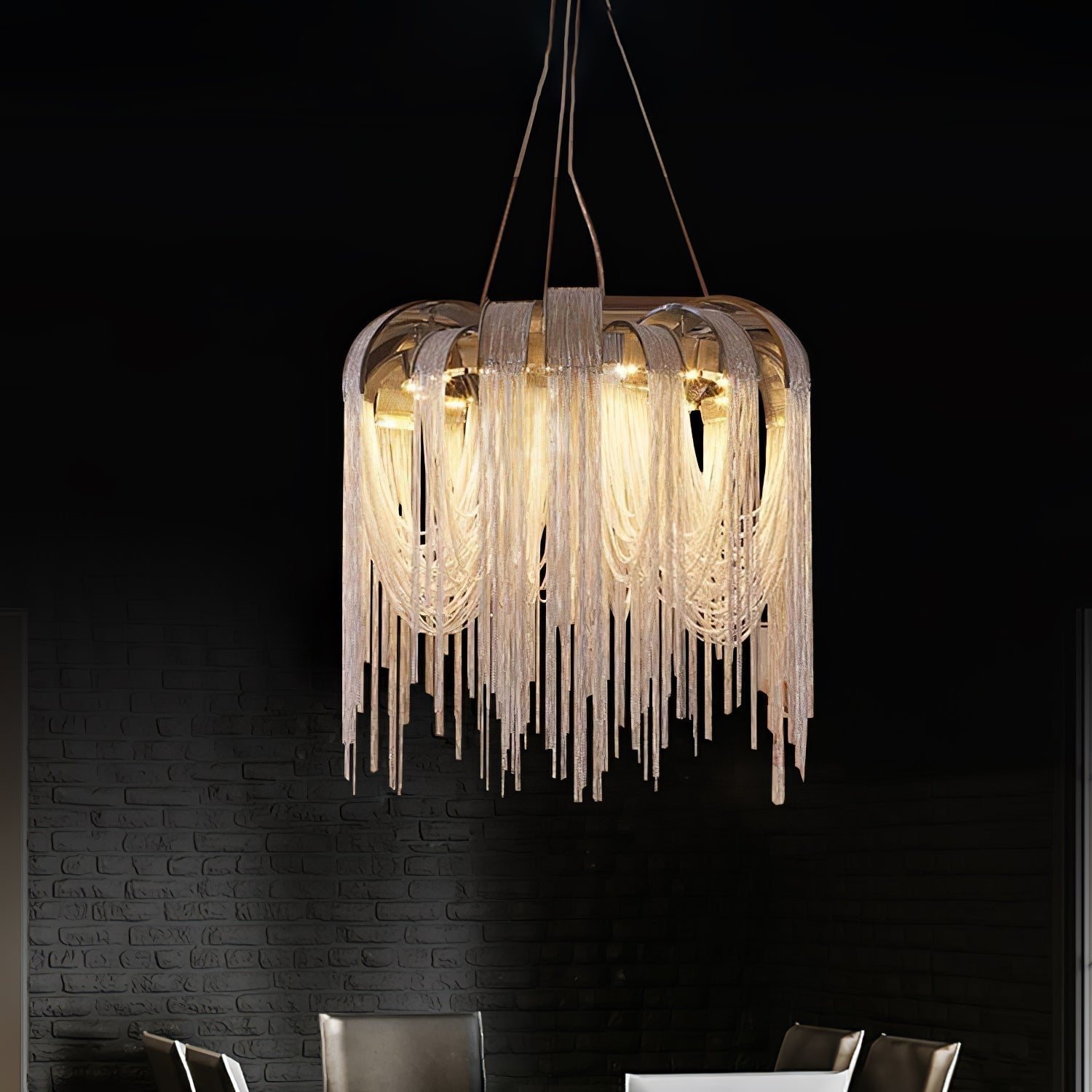 Tarien Chandelier Layered Chain Nickel Luxury