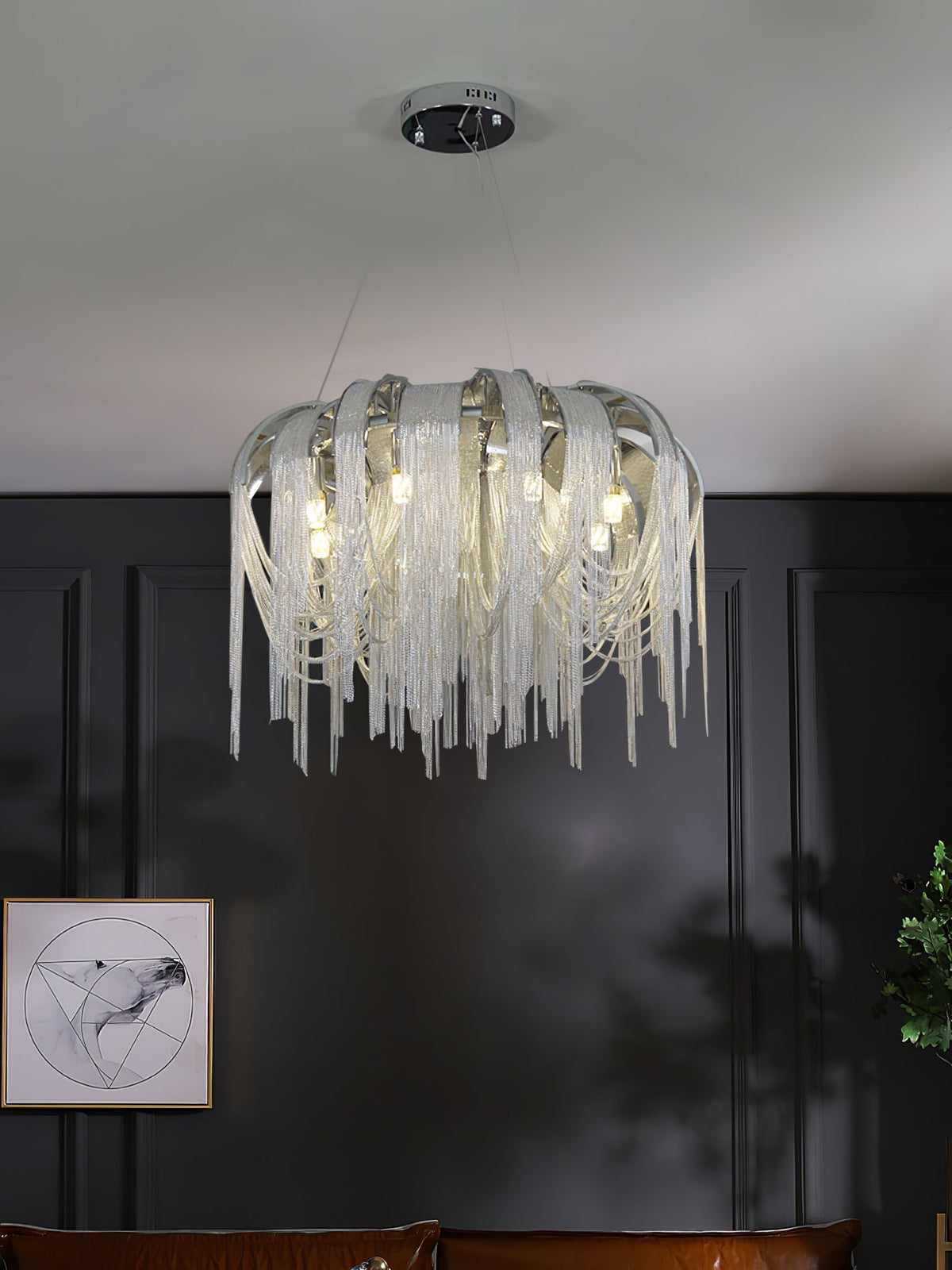 Tarien Chandelier Layered Chain Nickel Luxury