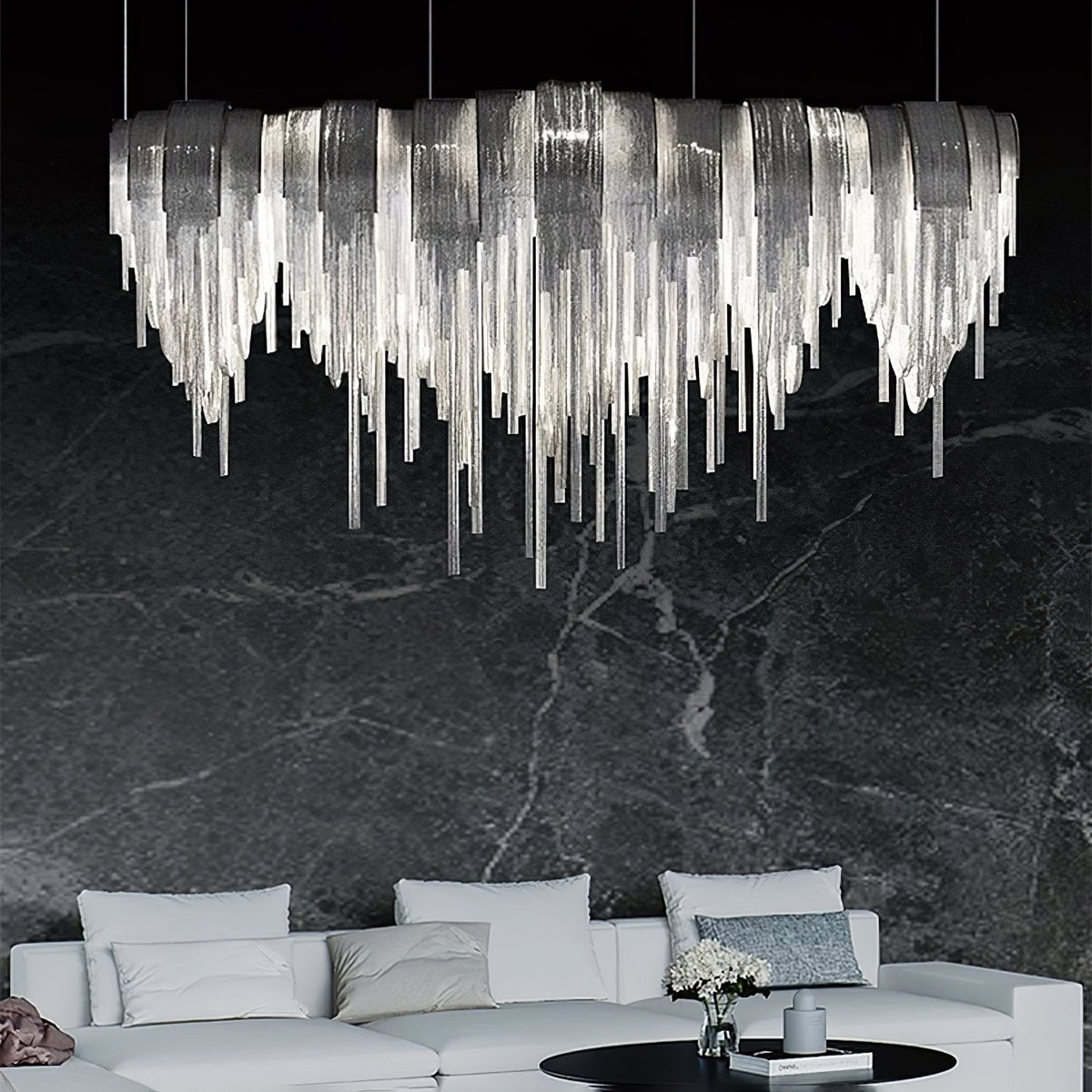Tarien Chandelier Layered Chain Nickel Luxury