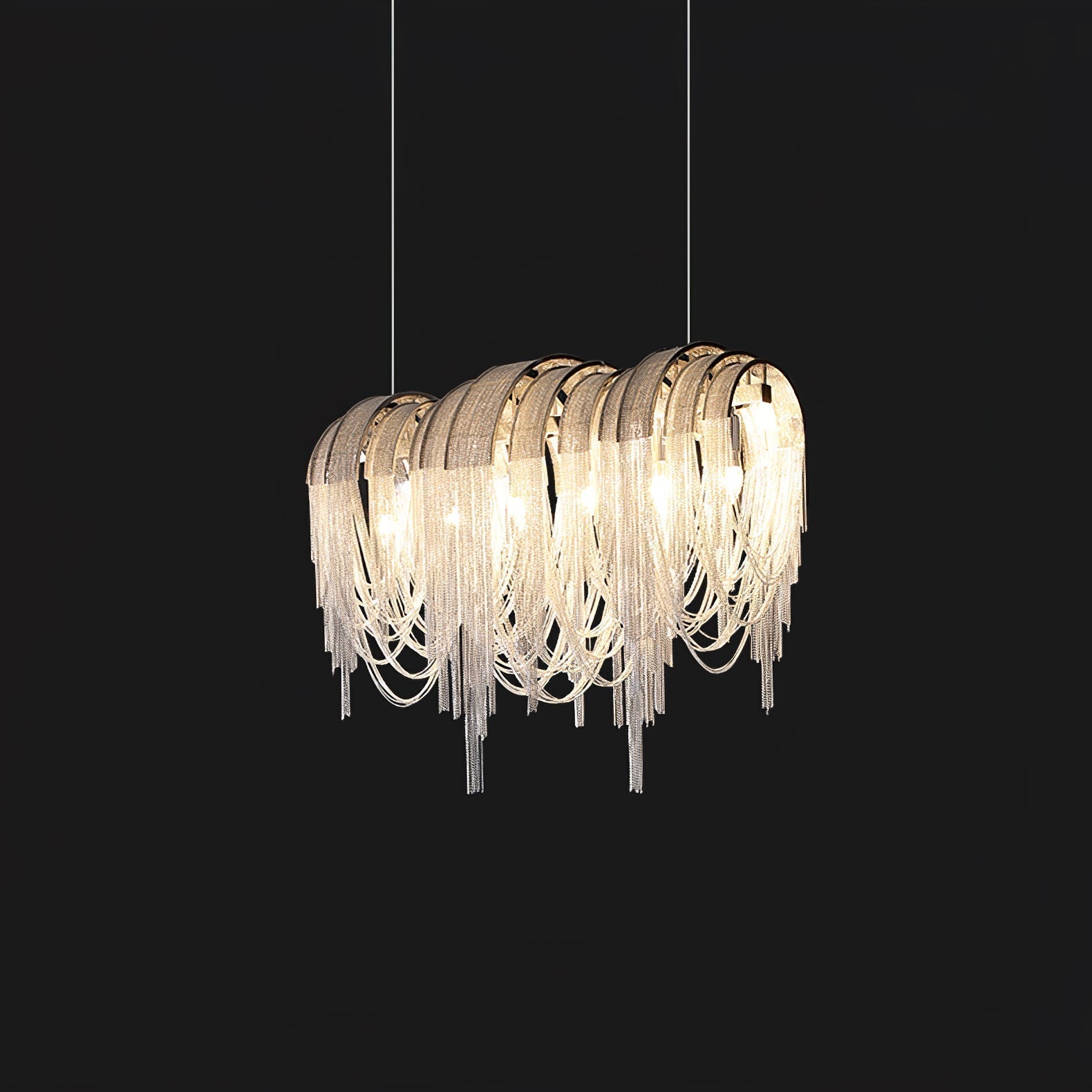 Tarien Chandelier Layered Chain Nickel Luxury