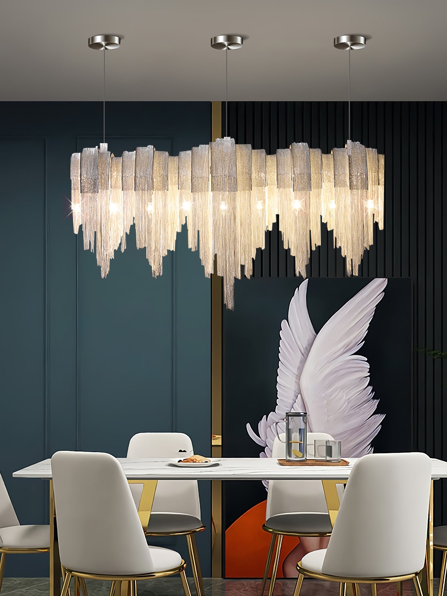Tarien Chandelier Layered Chain Nickel Luxury