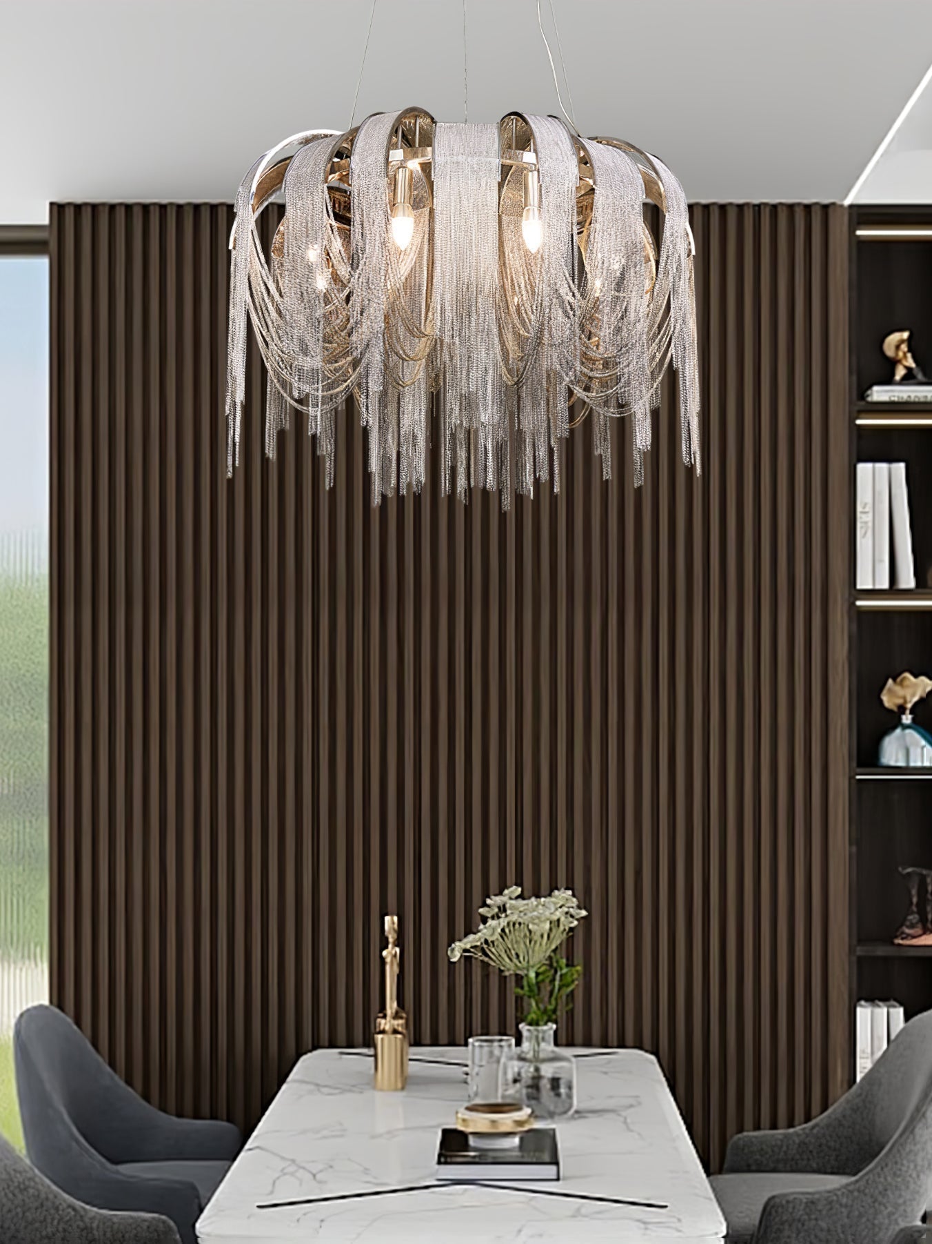 Tarien Chandelier Layered Chain Nickel Luxury
