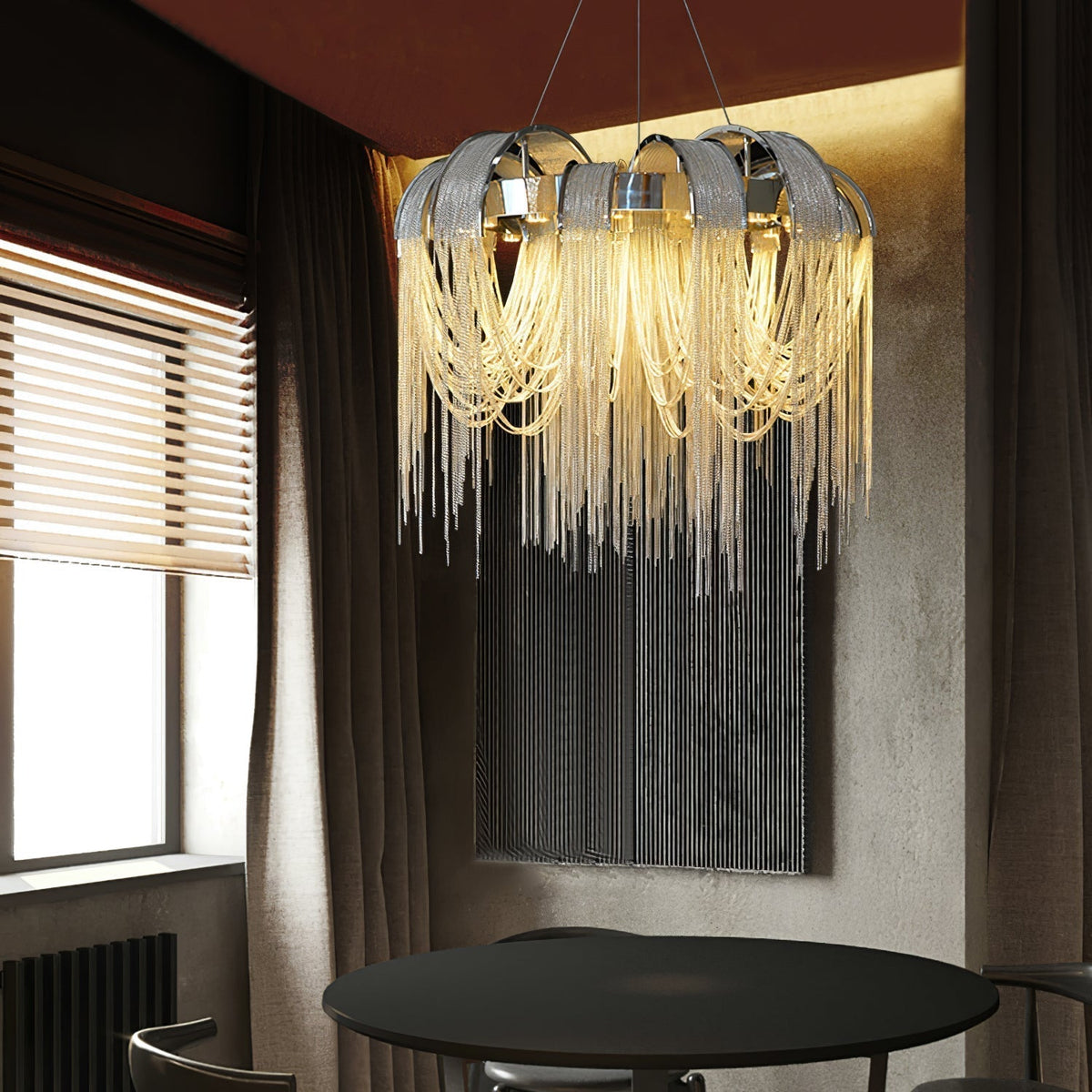 Tarien Chandelier Layered Chain Nickel Luxury