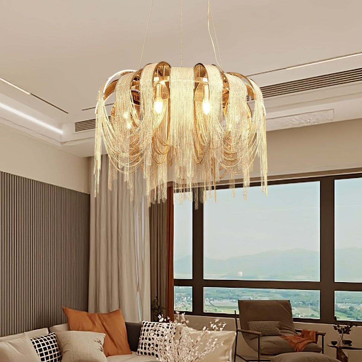 Tarien Chandelier Layered Chain Nickel Luxury