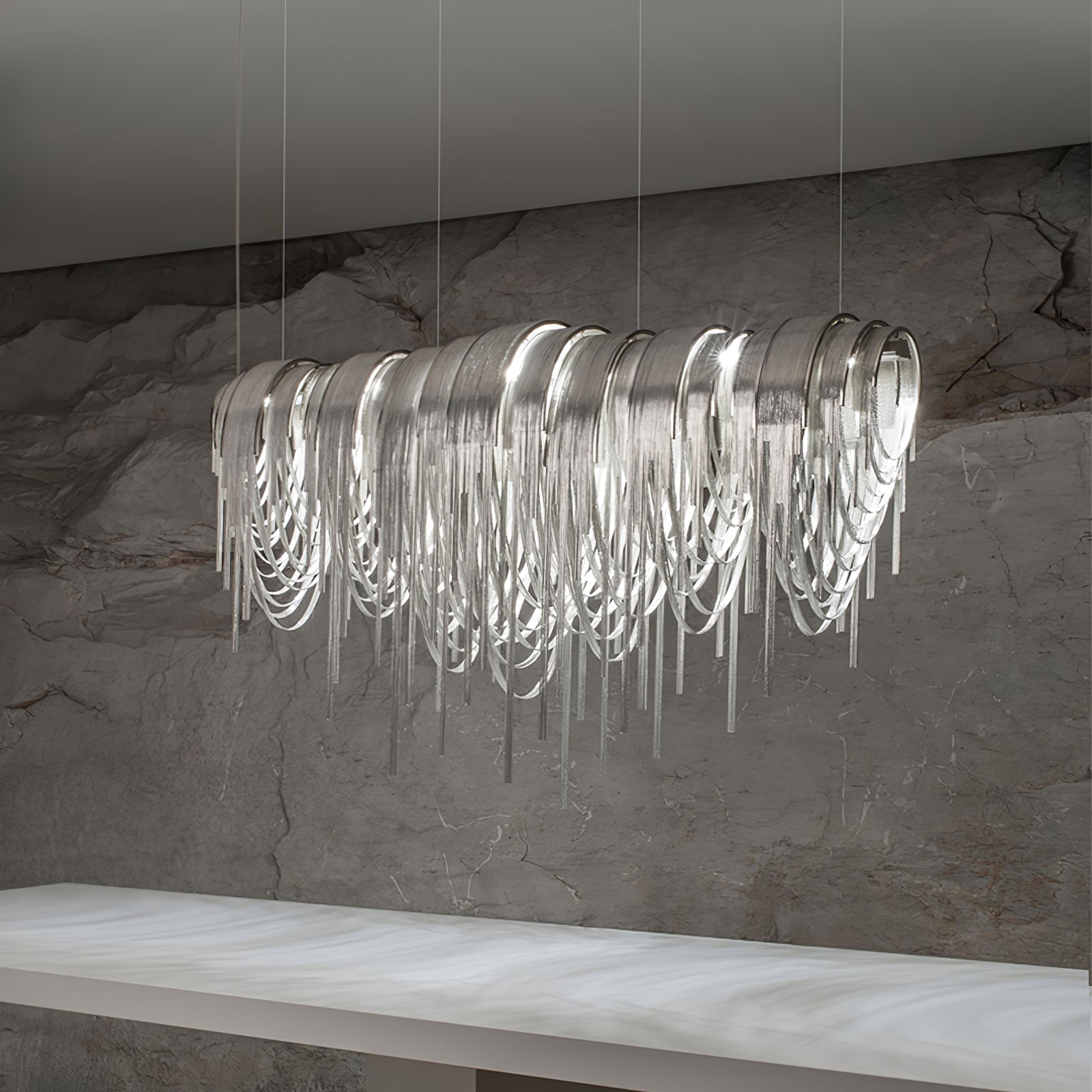 Tarien Chandelier Layered Chain Nickel Luxury