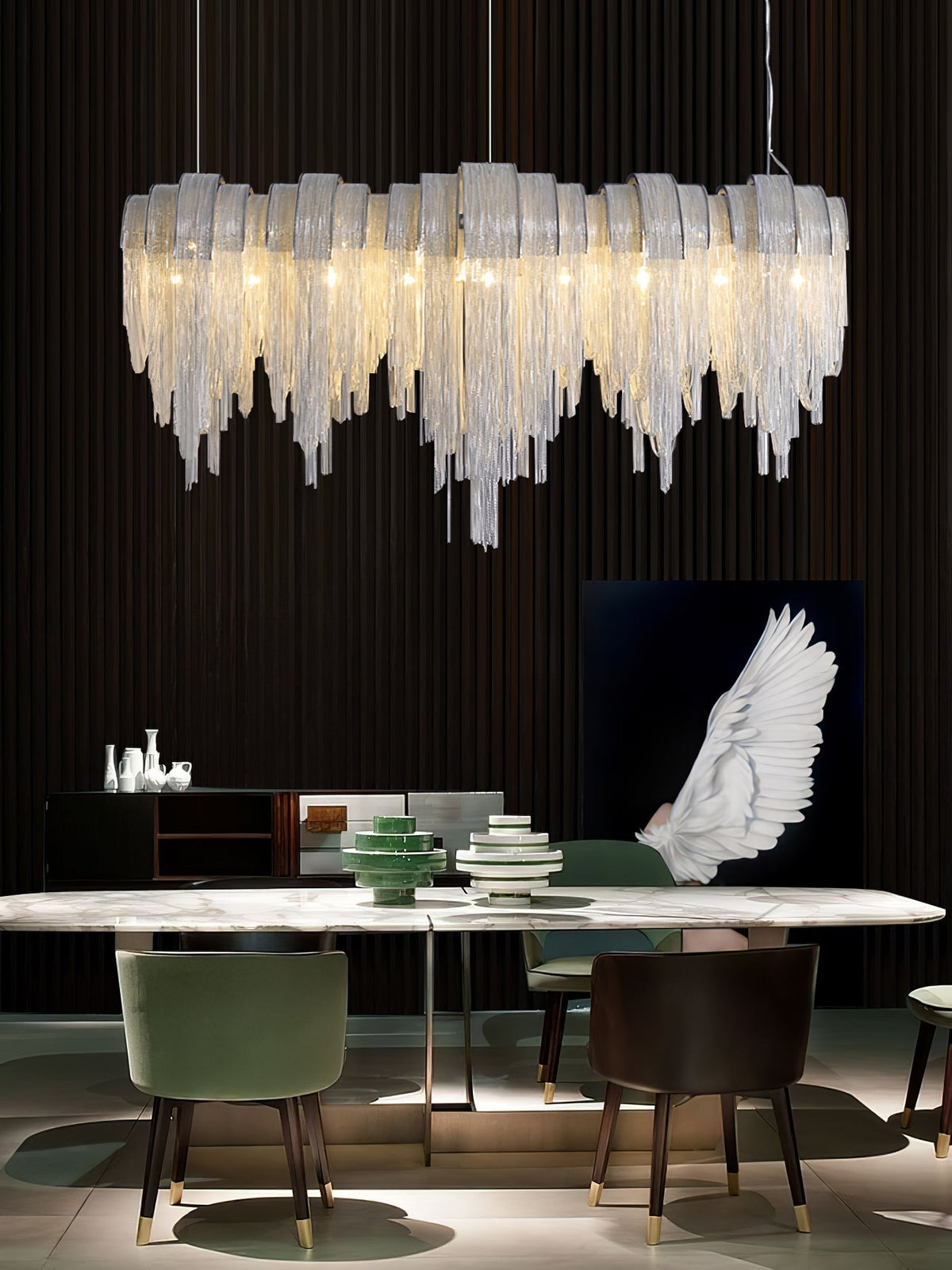 Tarien Chandelier Layered Chain Nickel Luxury