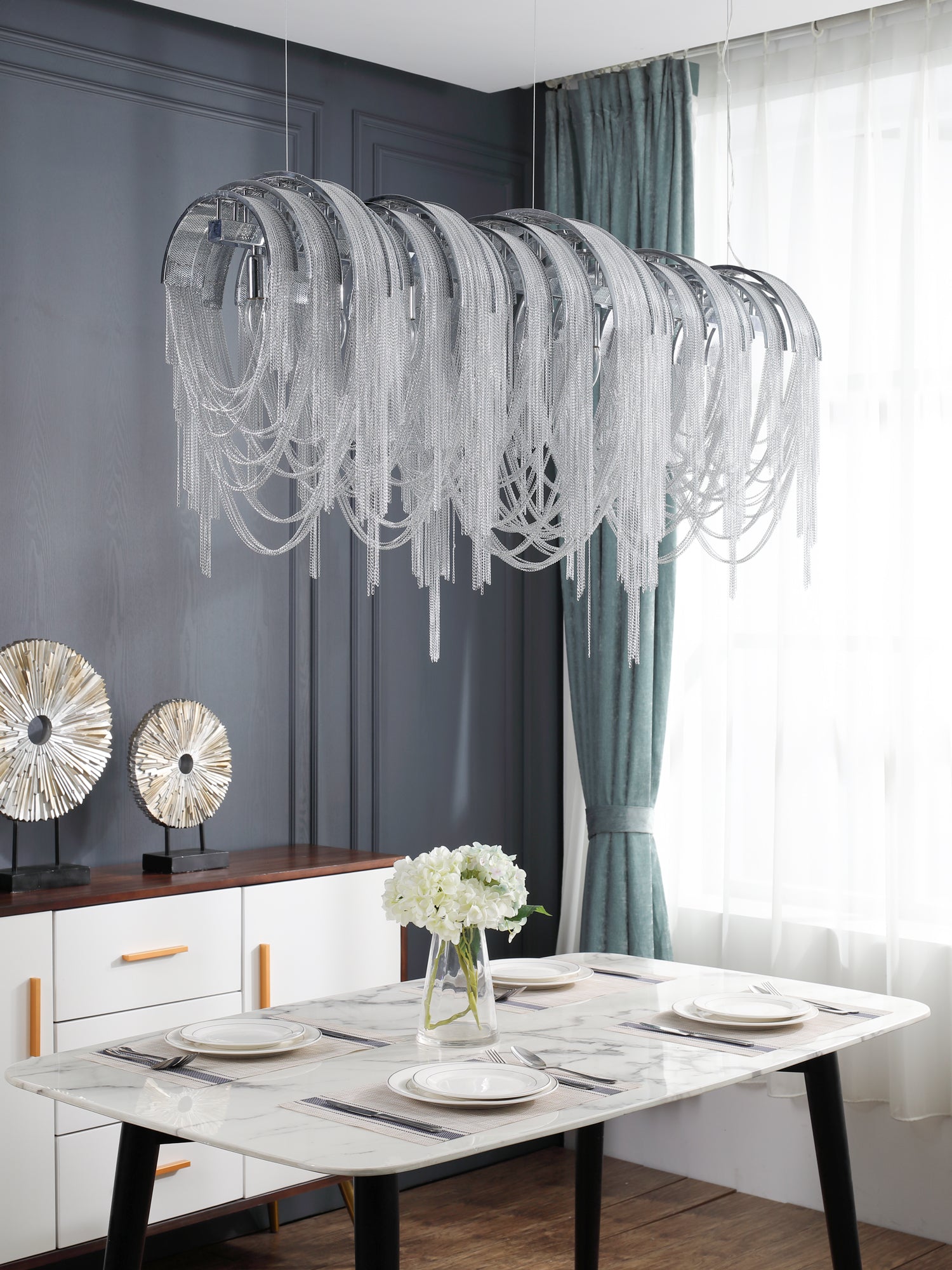 Tarien Chandelier Layered Chain Nickel Luxury