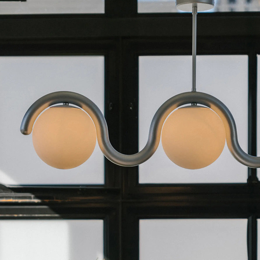 Uveta Linear Chandelier Red&Silver - Neutral Decor