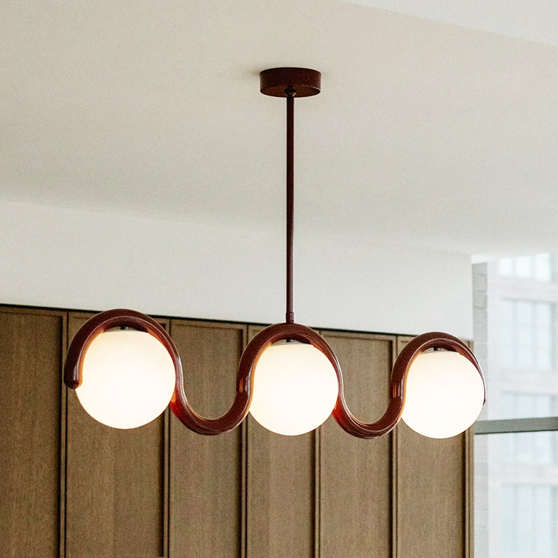 Uveta Linear Chandelier Red&Silver - Neutral Decor
