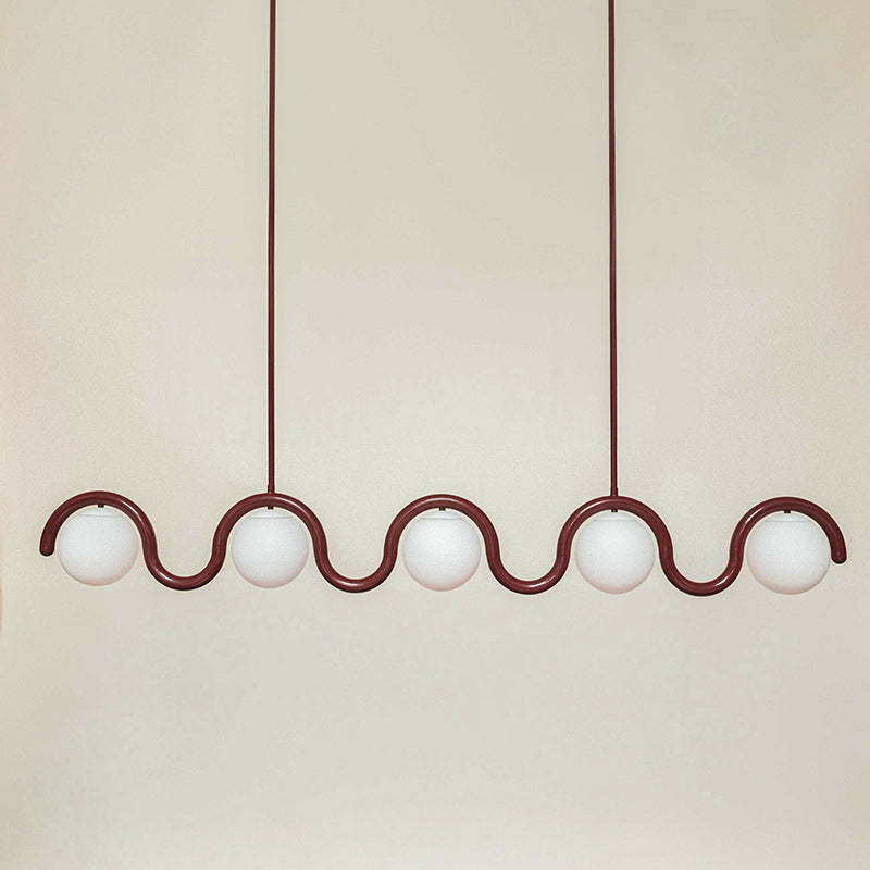 Uveta Linear Chandelier Red&Silver - Neutral Decor