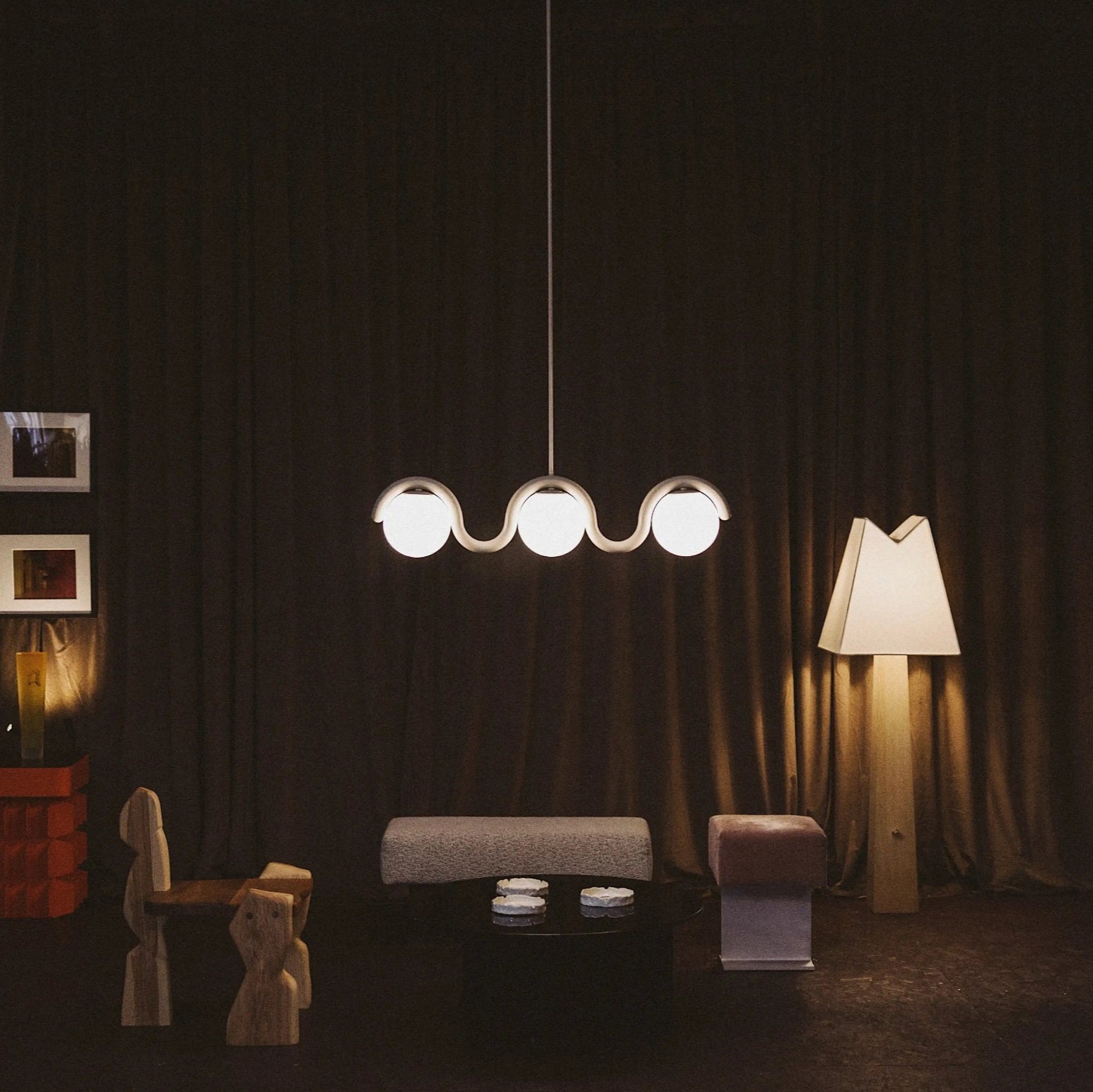 Uveta Linear Chandelier Red&Silver - Neutral Decor