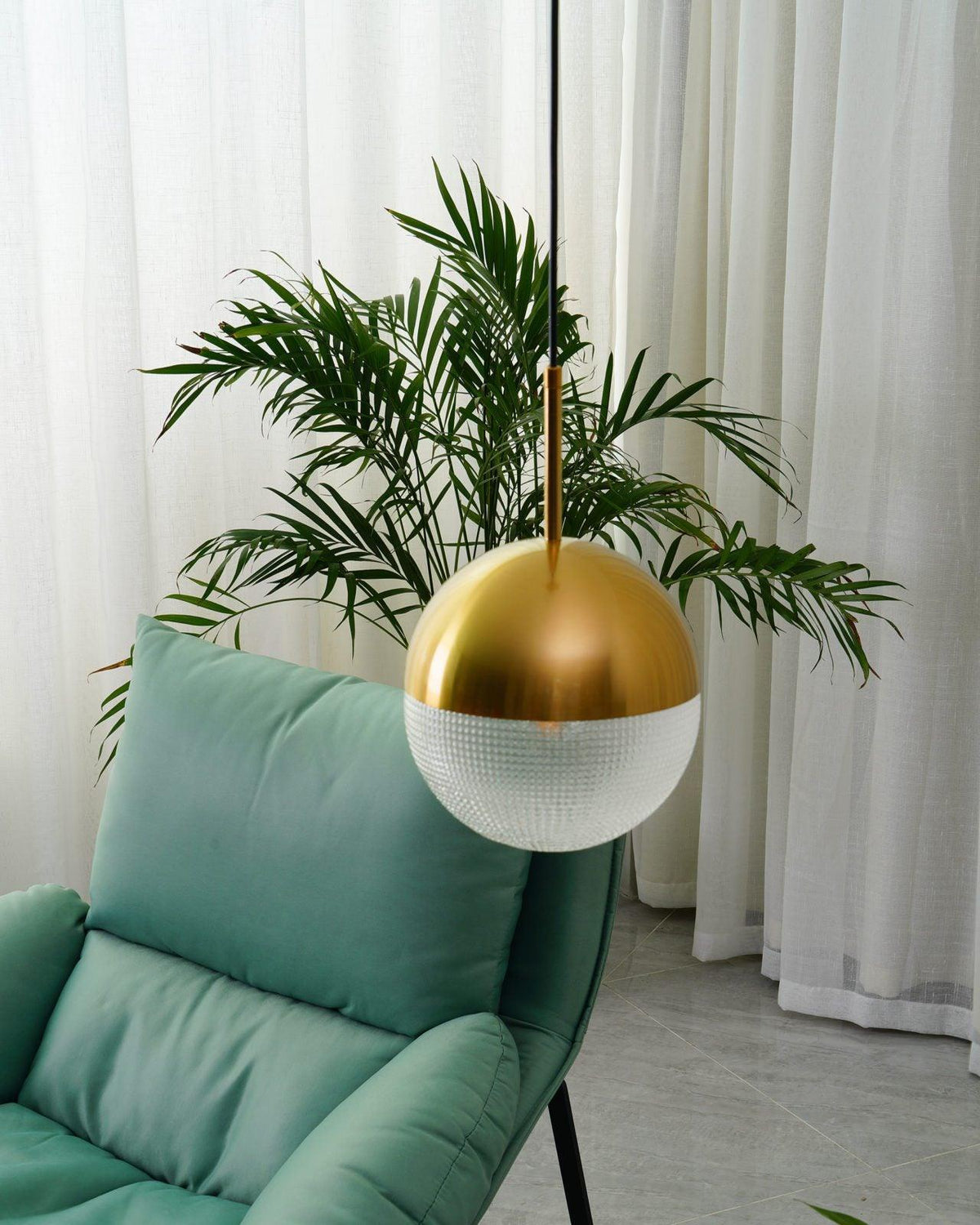 Kevelo Pendant Lamp Brass Glass Modern
