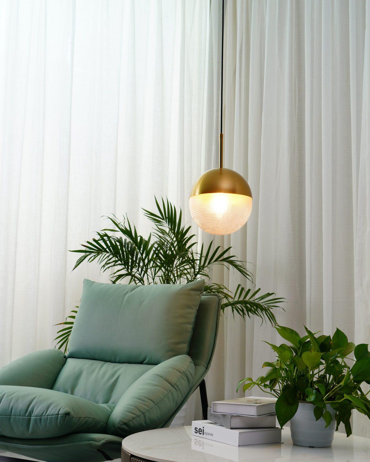 Kevelo Pendant Lamp Brass Glass Modern
