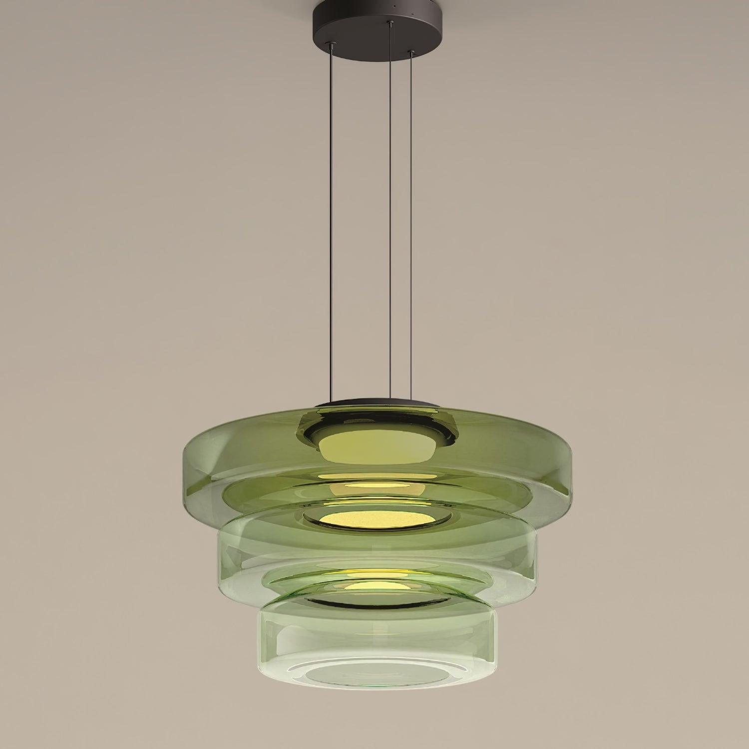 Lustra Pendant Lamp Glass Circles Multi-Level - Neutral Decor