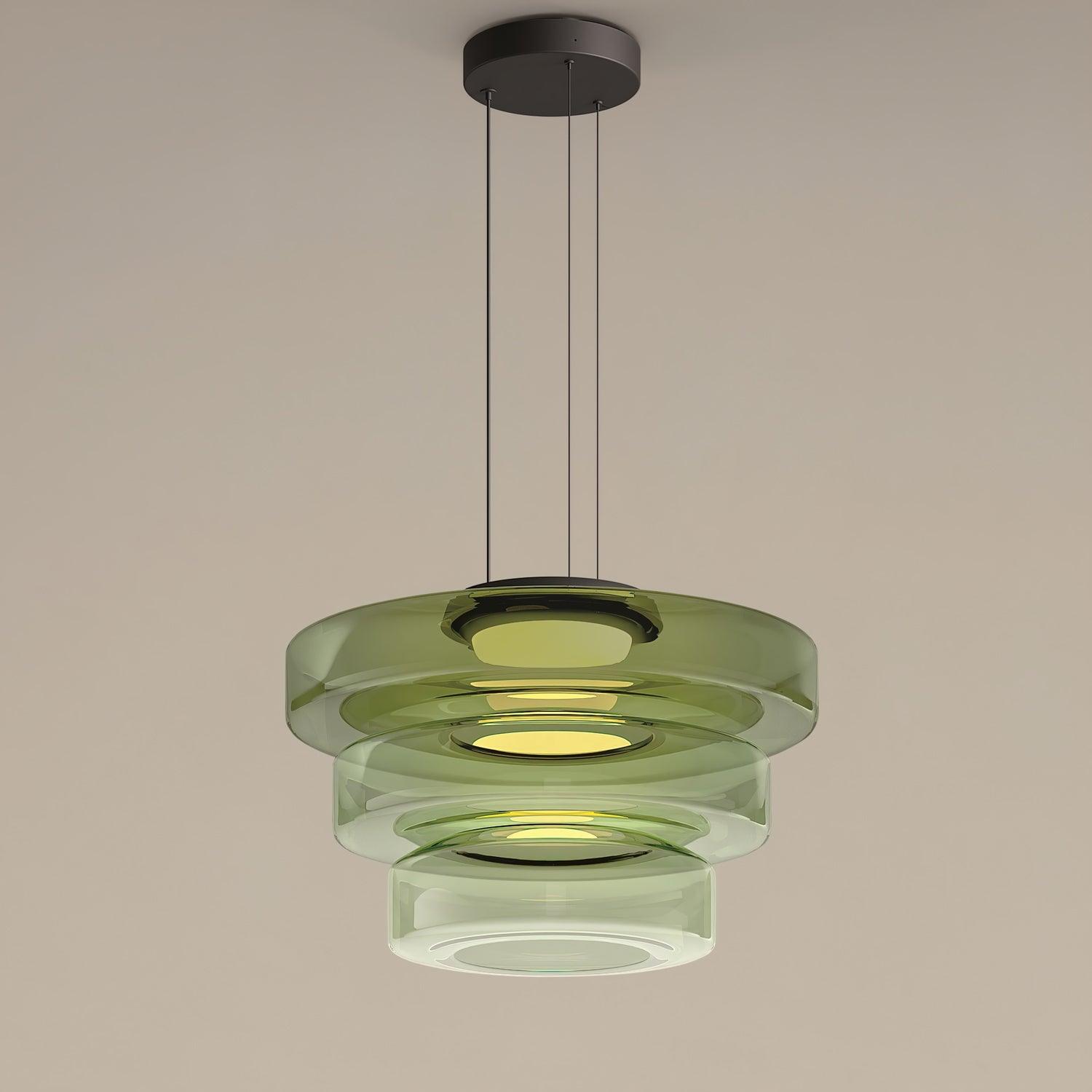 Lustra Pendant Lamp Glass Circles Multi-Level - Neutral Decor