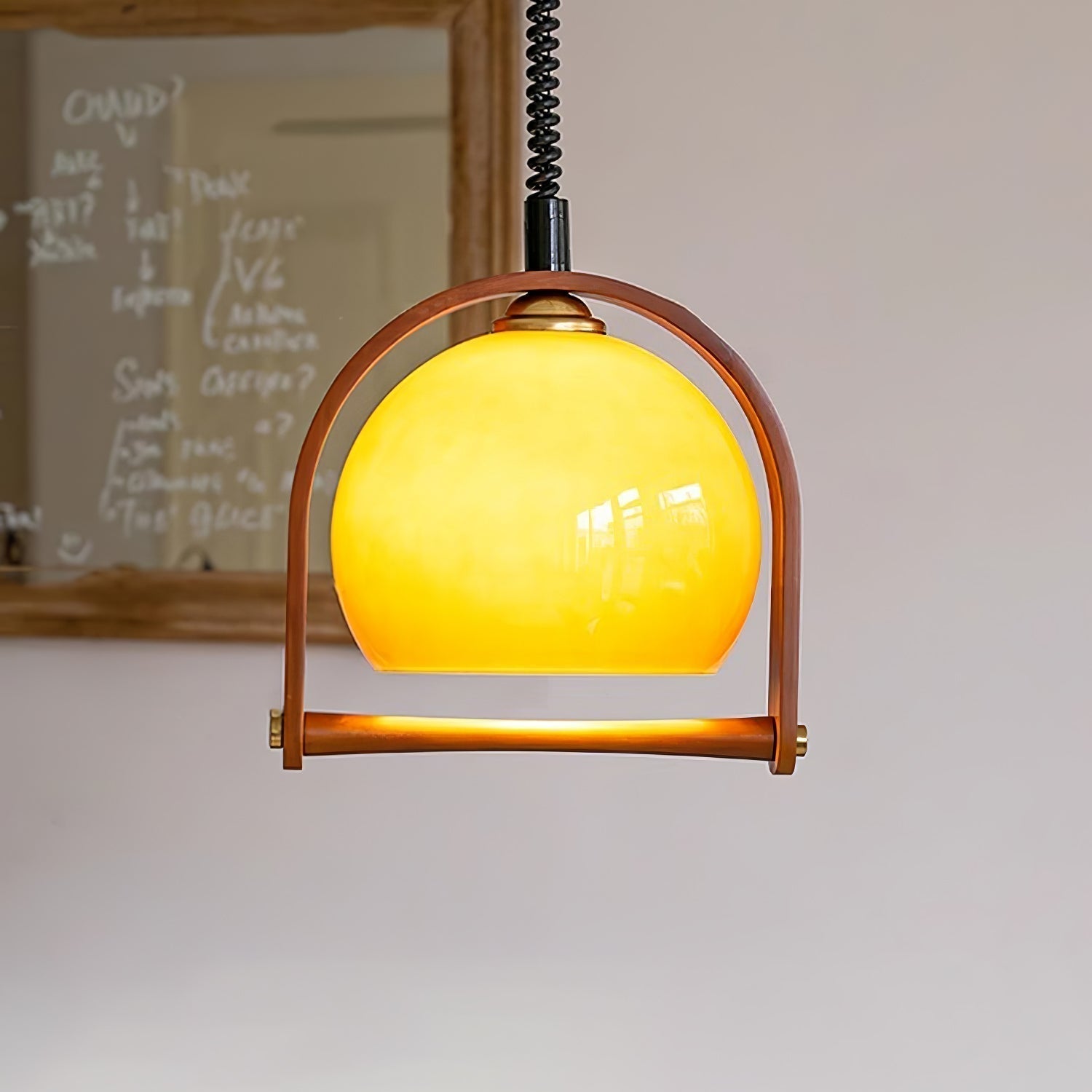 Cesilarae Premium Nordic Art Glass Wood Pendant Lamp