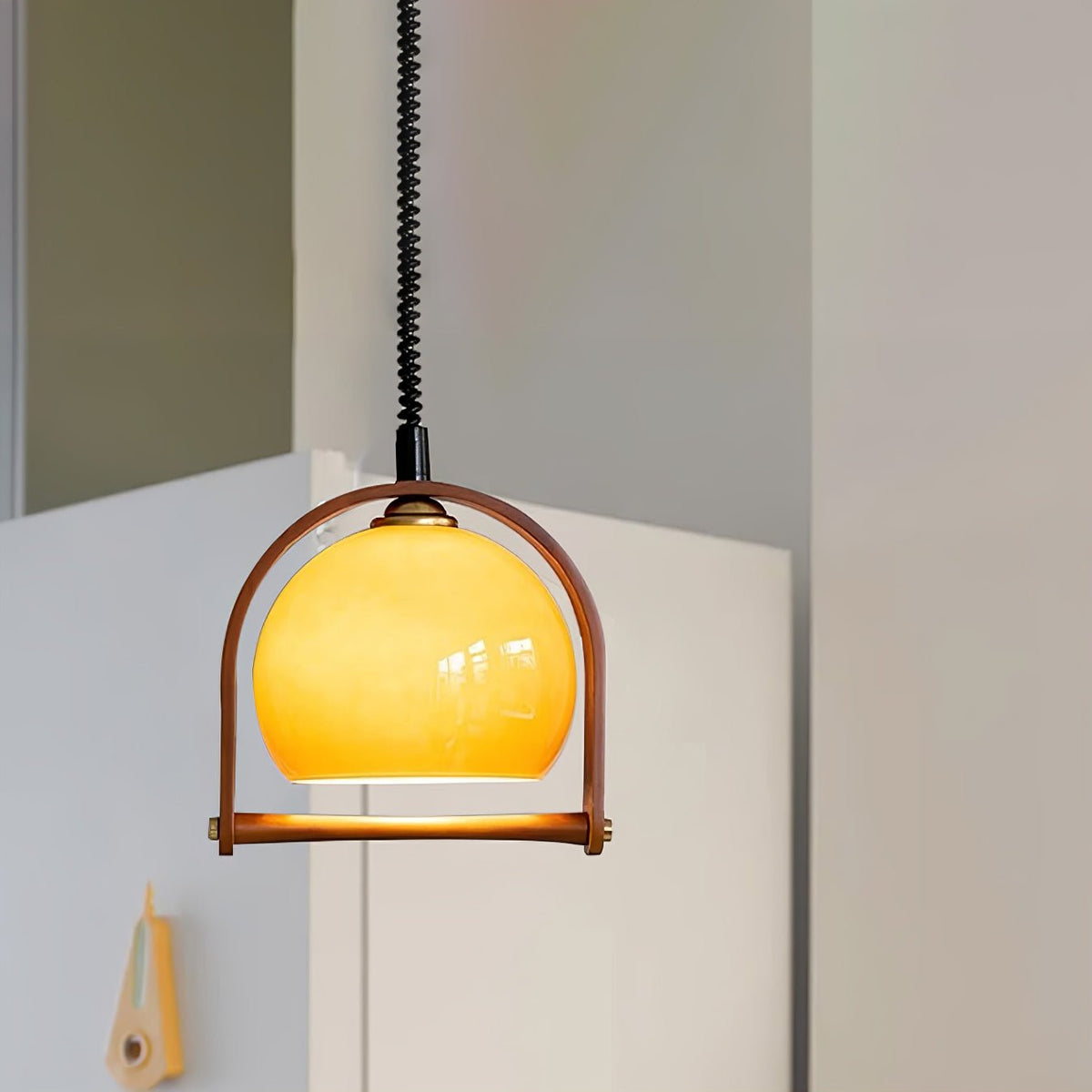 Cesilarae Premium Nordic Art Glass Wood Pendant Lamp