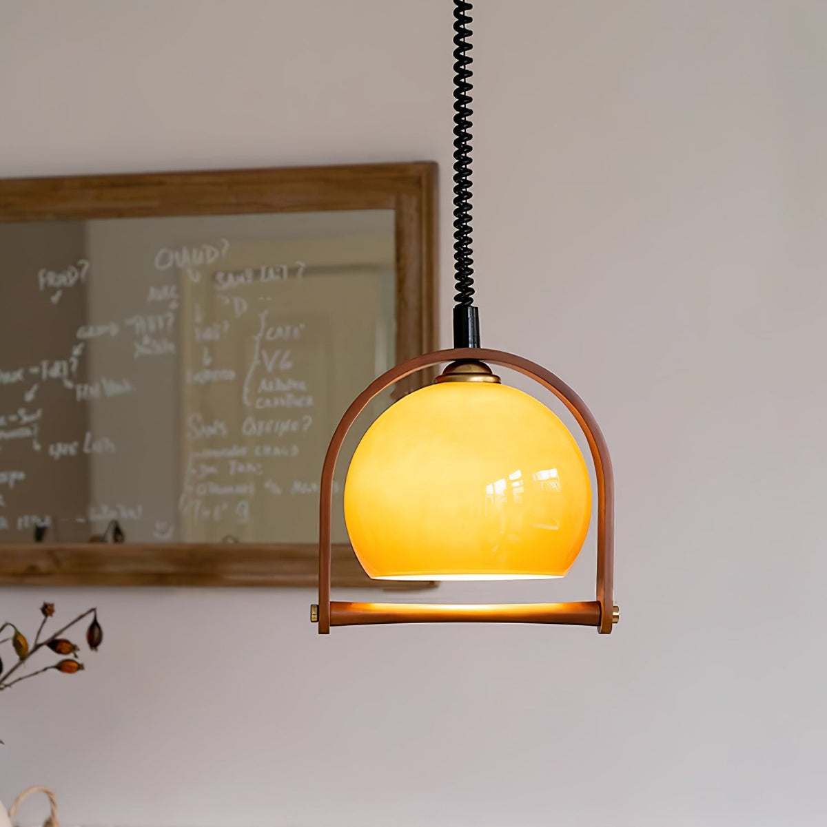 Cesilarae Premium Nordic Art Glass Wood Pendant Lamp