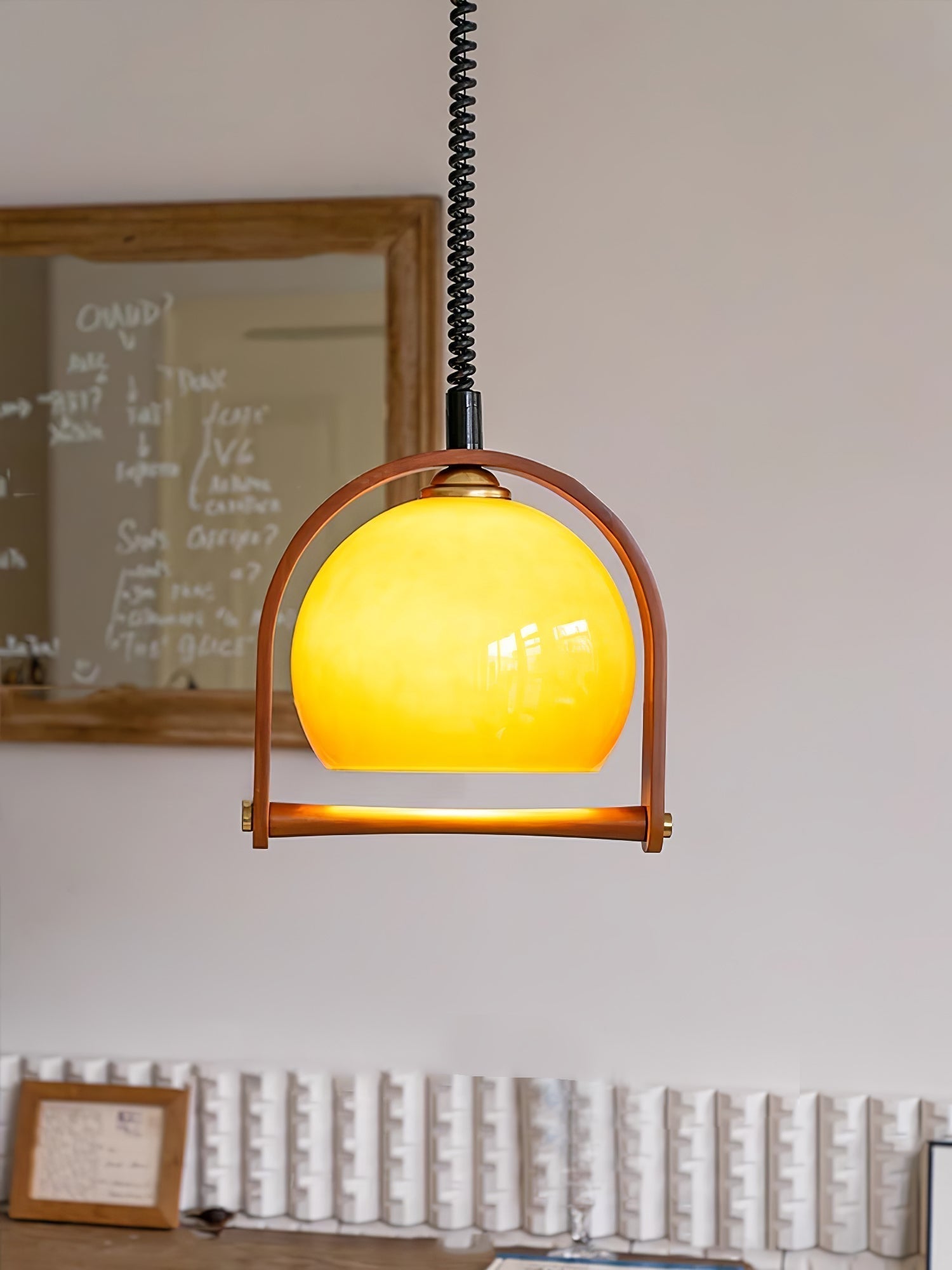 Cesilarae Premium Nordic Art Glass Wood Pendant Lamp