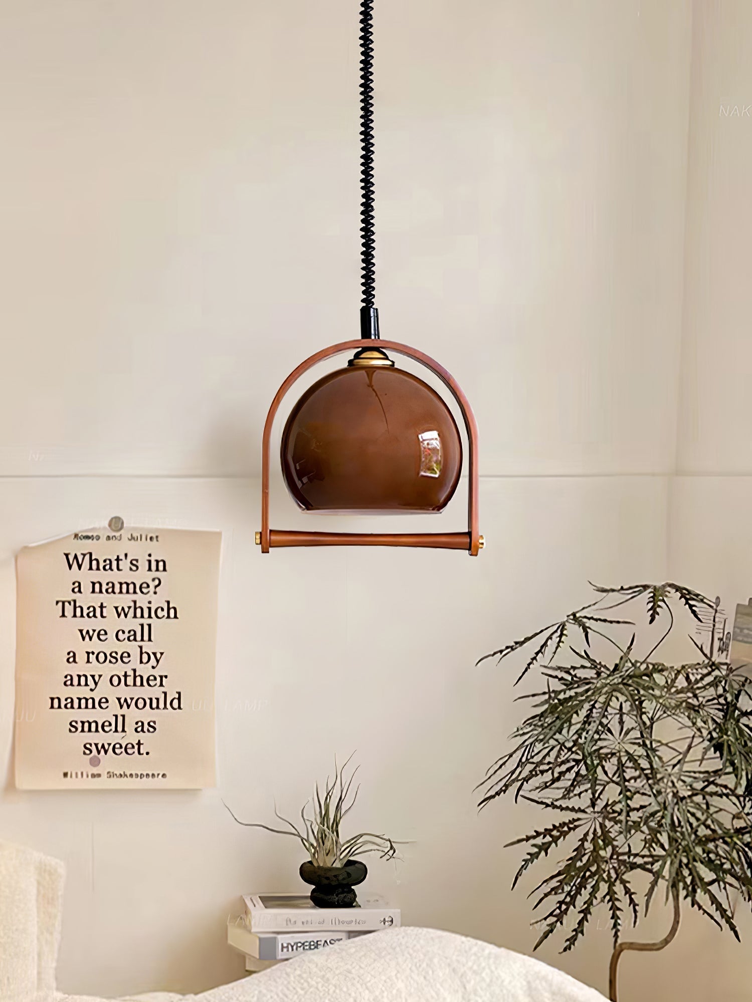 Cesilarae Premium Nordic Art Glass Wood Pendant Lamp