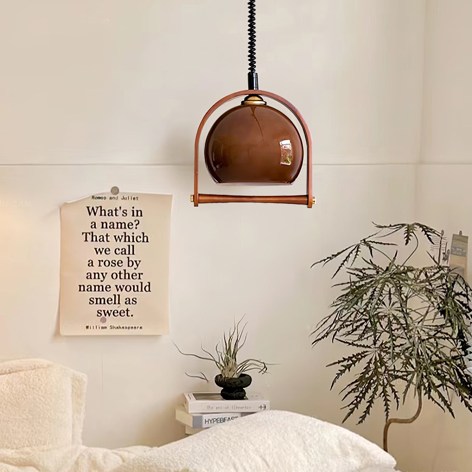 Cesilarae Premium Nordic Art Glass Wood Pendant Lamp