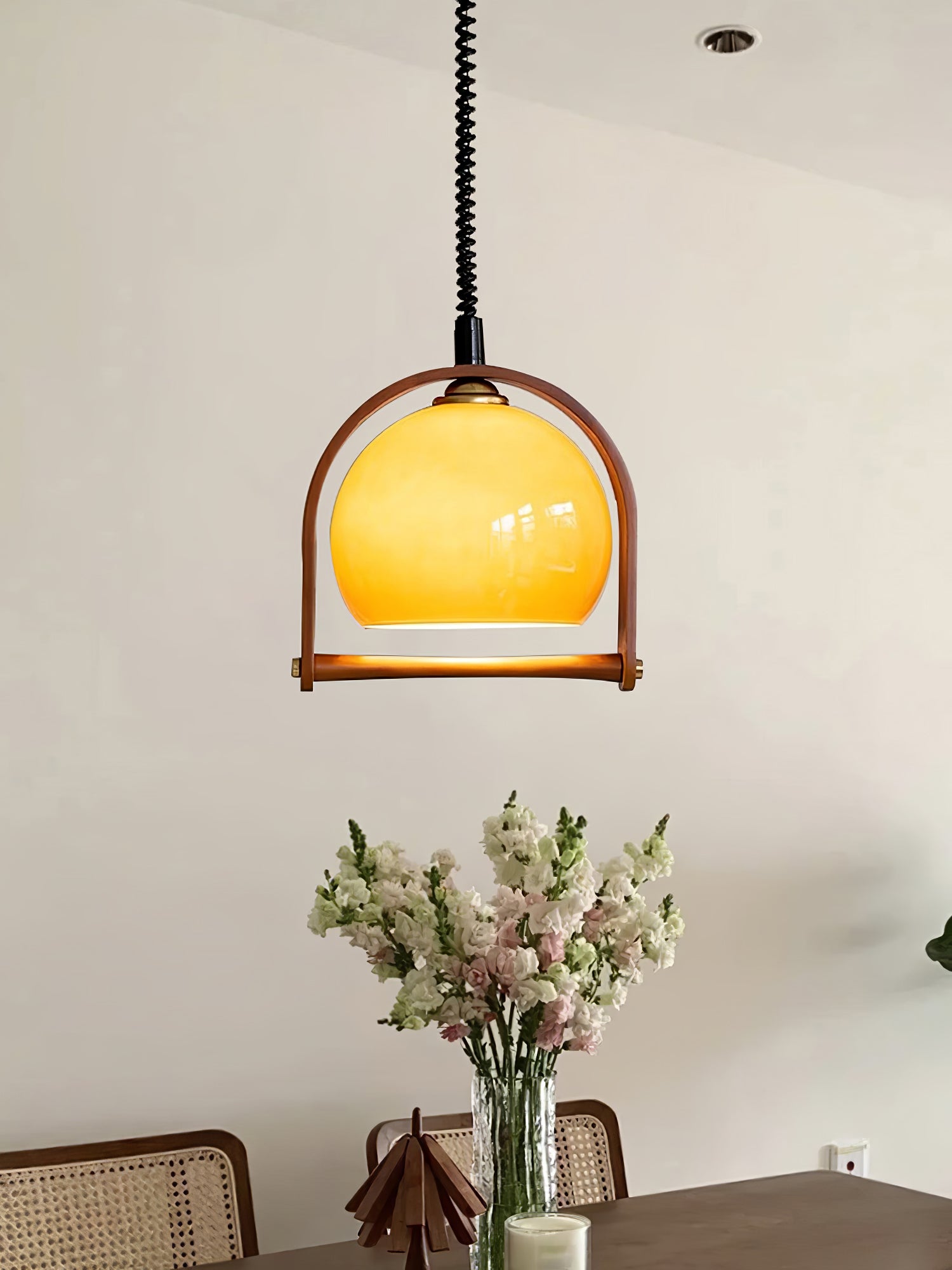Cesilarae Premium Nordic Art Glass Wood Pendant Lamp