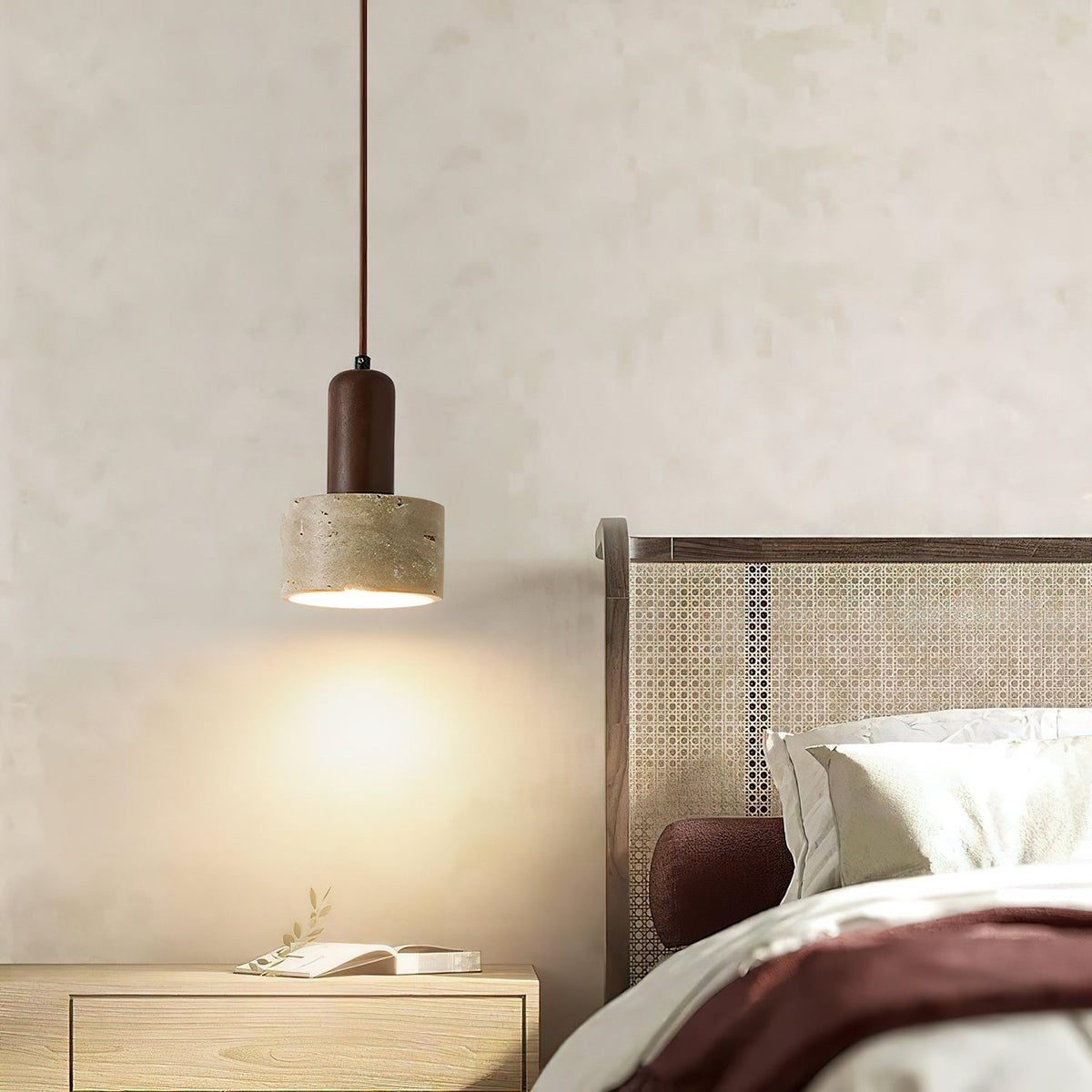 Jlynis Dual-Material Travertine Pendant Light