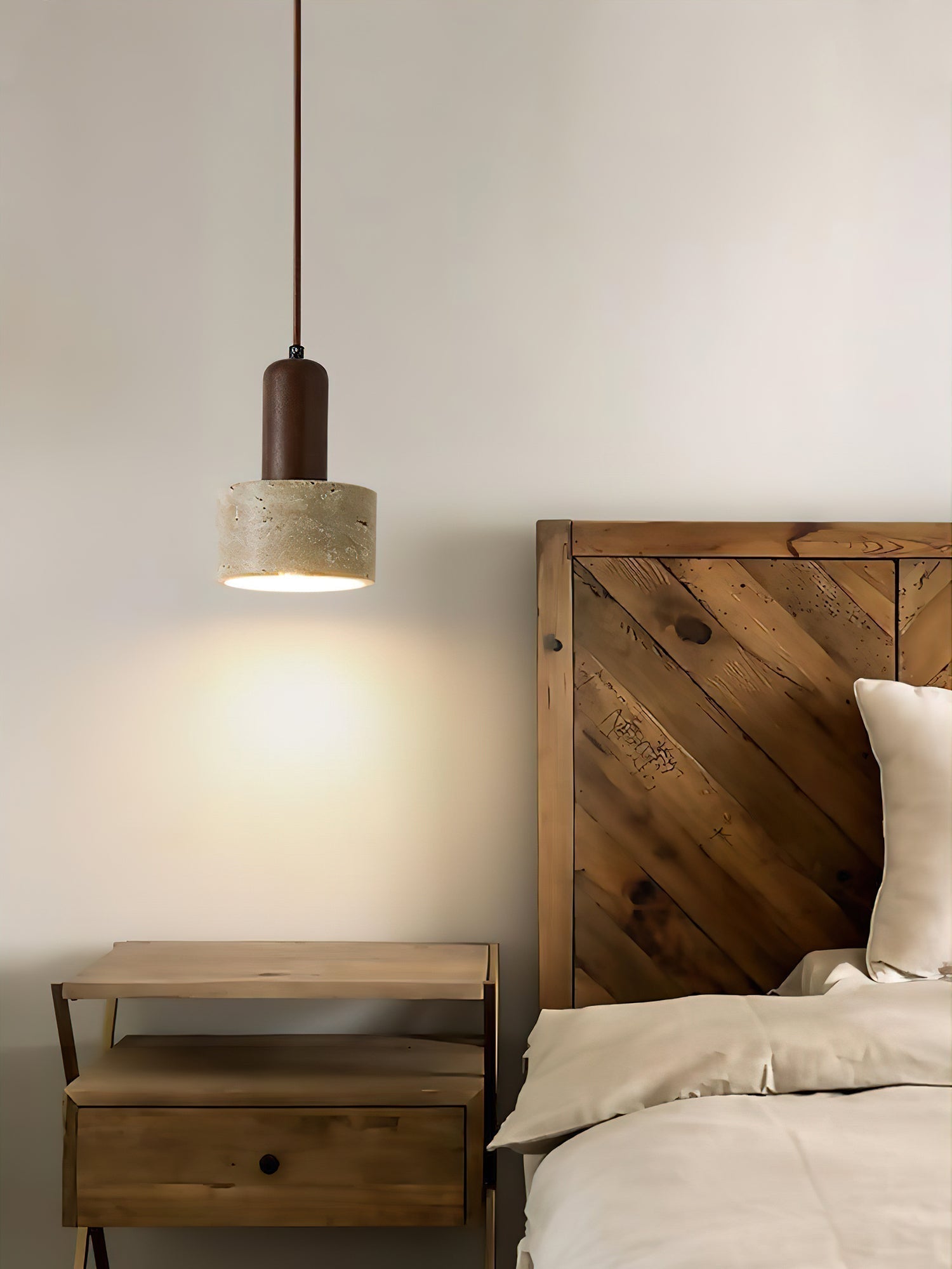 Jlynis Dual-Material Travertine Pendant Light