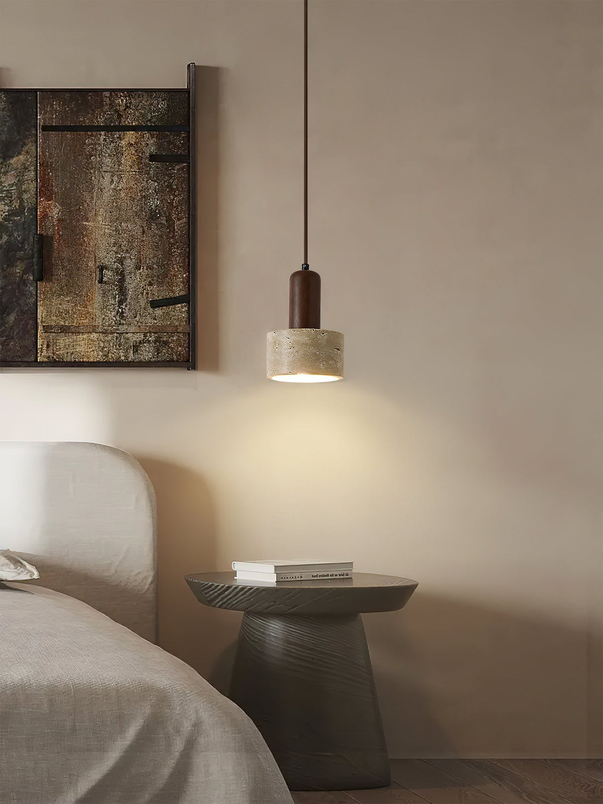 Jlynis Dual-Material Travertine Pendant Light