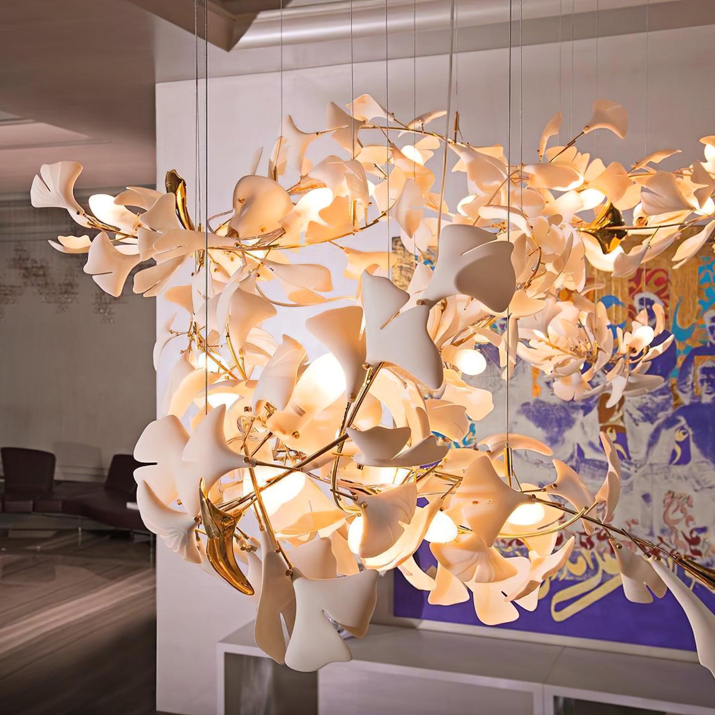 Ayla Chandelier Gingko Petal Ceramic