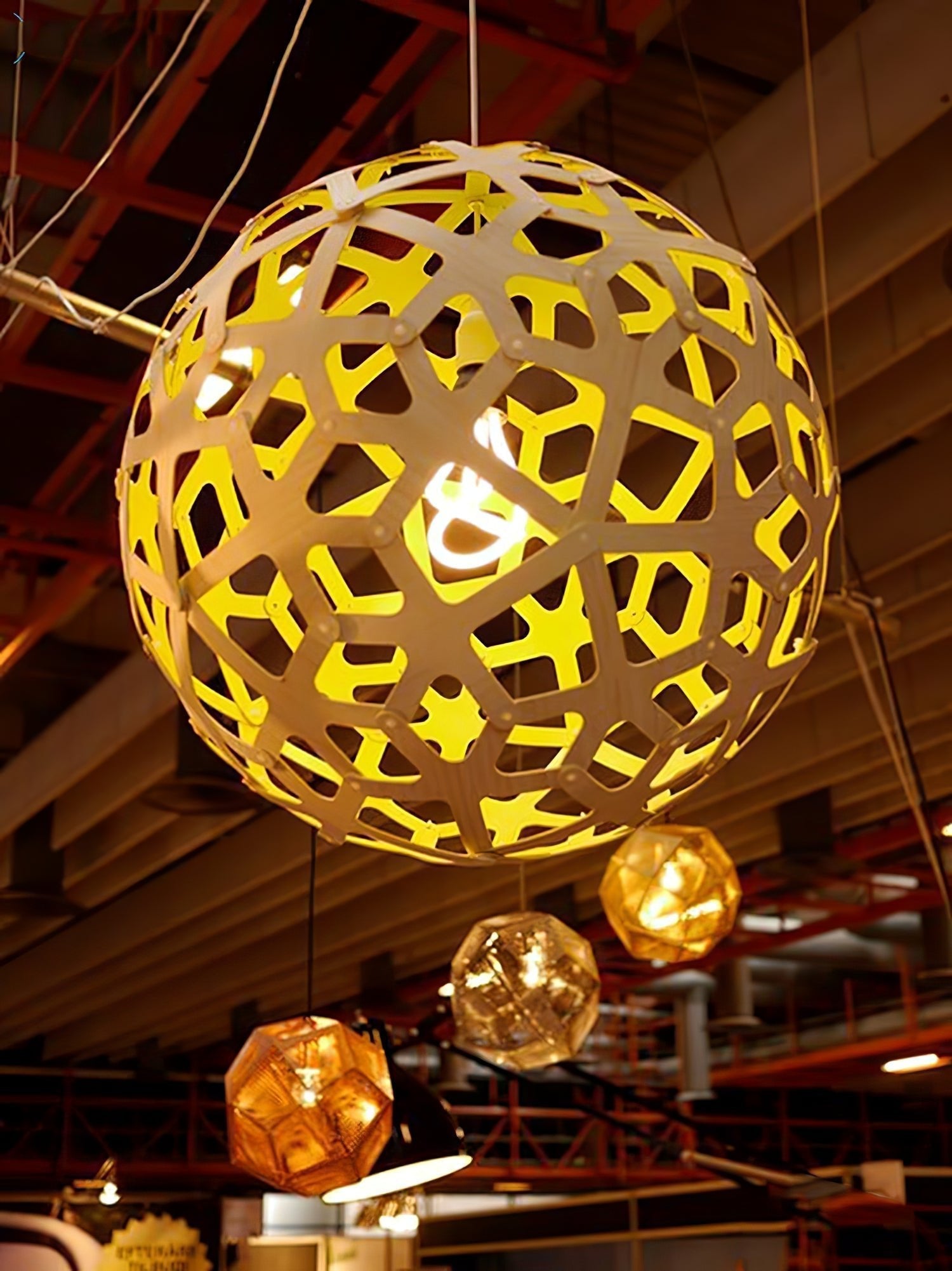 Rininia Pendant Light Geometric Wooden Woven