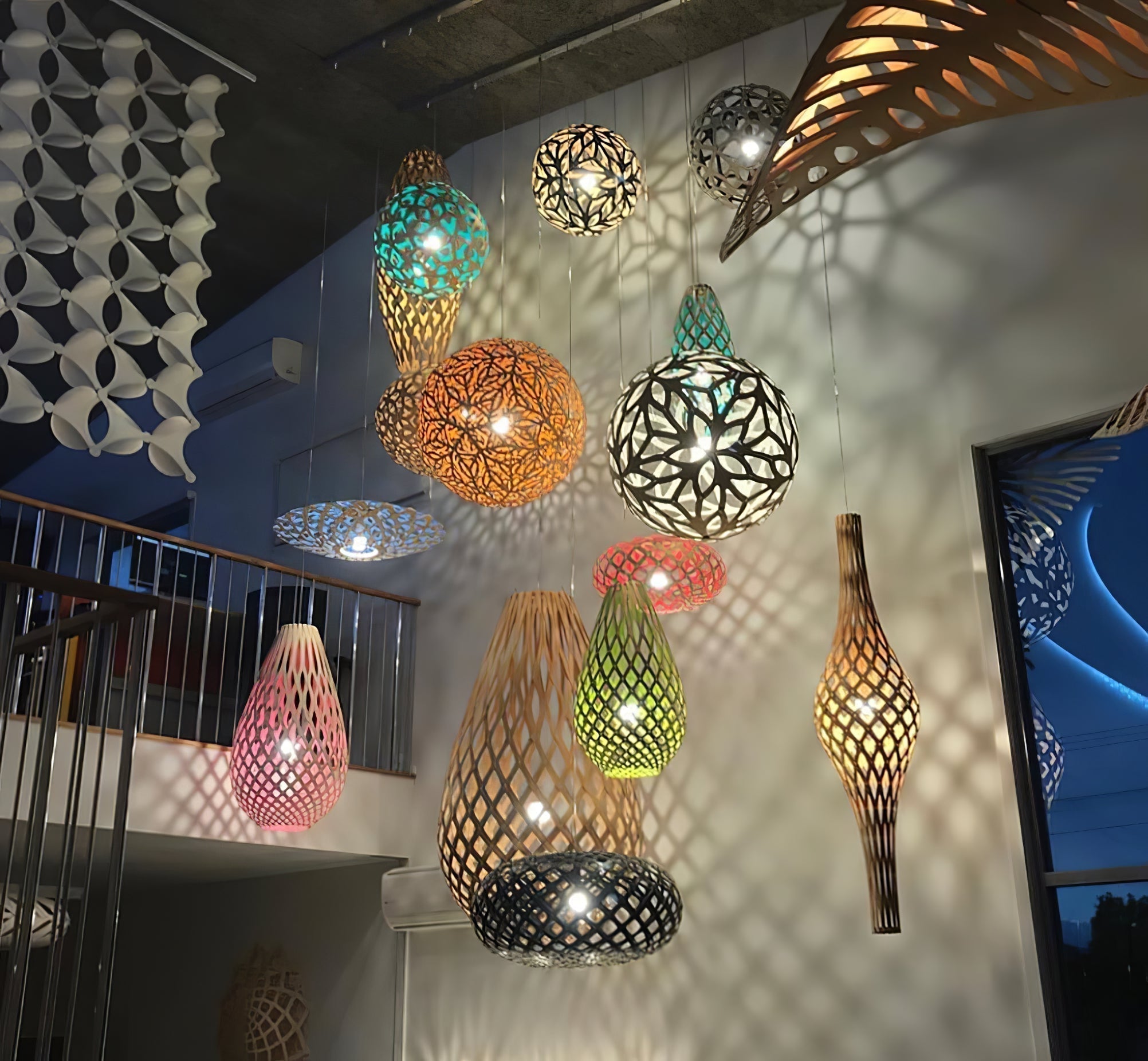 Rininia Pendant Light Geometric Wooden Woven