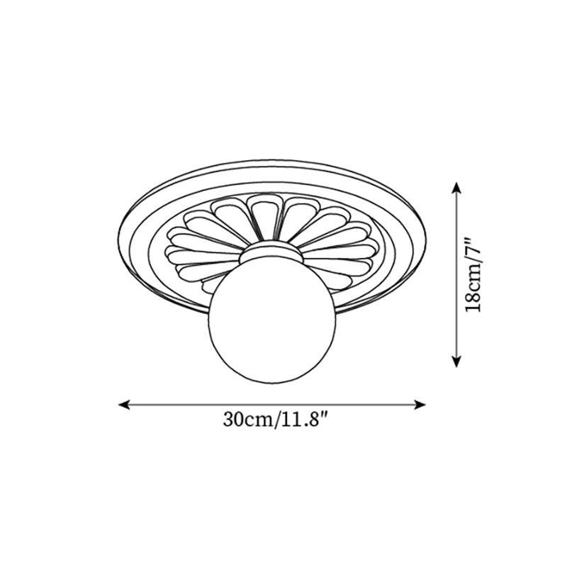 Ivorelle Vintage Carved Ceiling Light with Globe Shade - Neutral Decor