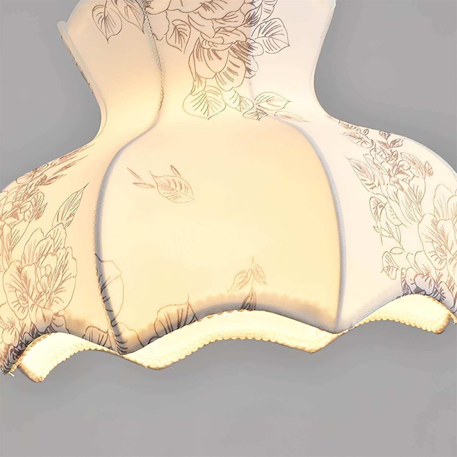 Pendant Lamp and Wood Fabric Vintage Floral Elegant - Neutral Decor