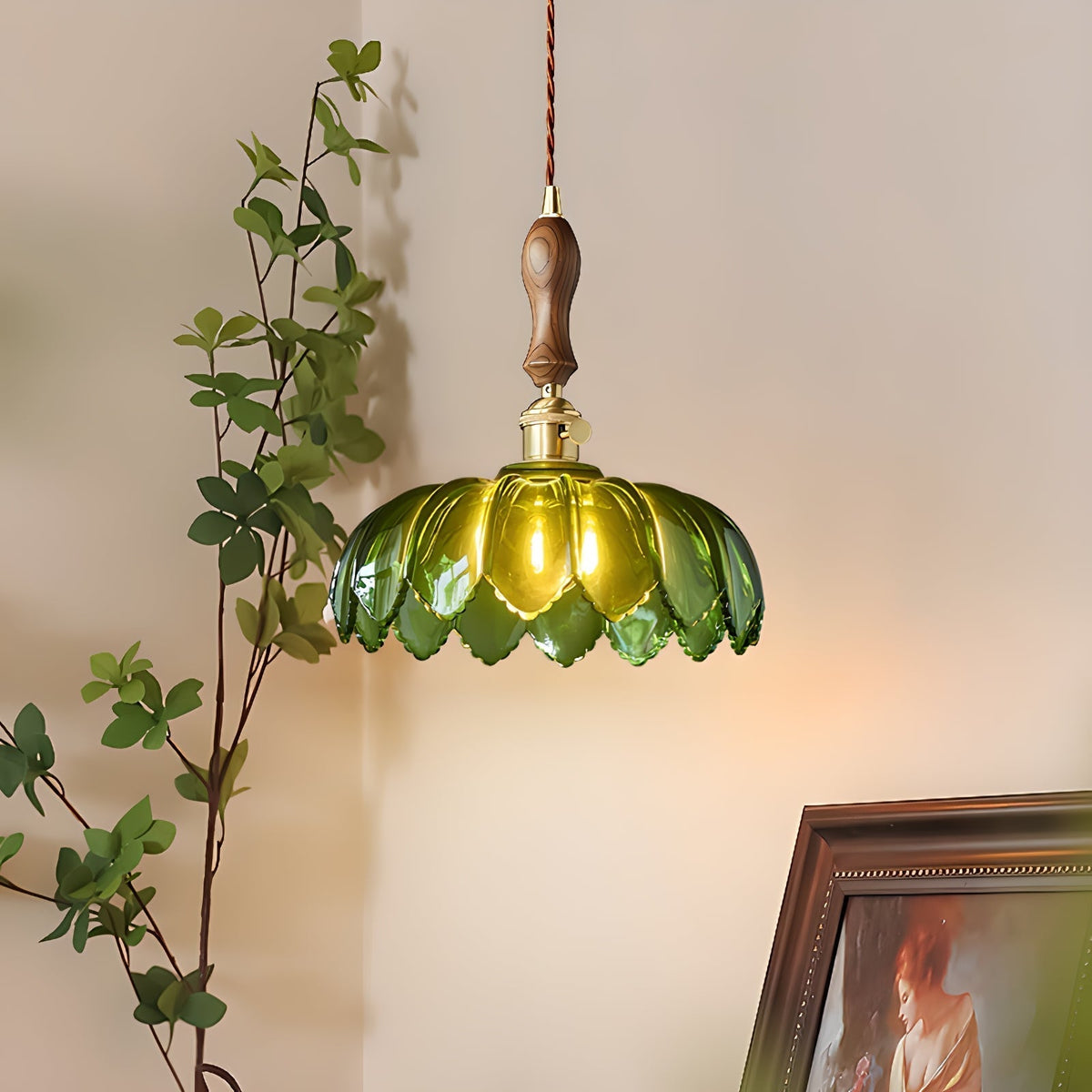 Fioracn Wood Light Luxury Pendant Lamp