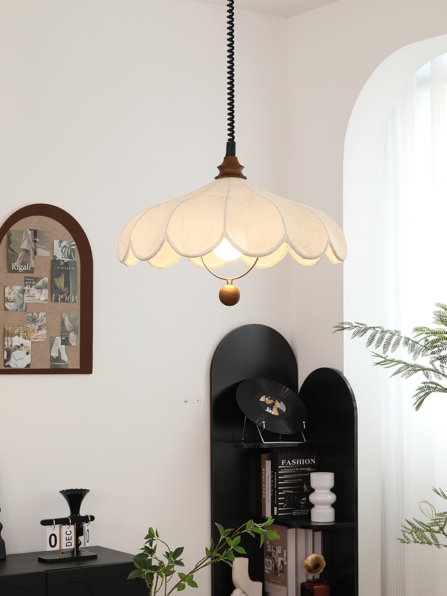 Solarn Fabric & Wood Pendant Lamp