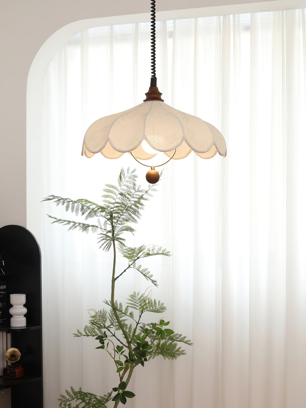 Solarn Fabric & Wood Pendant Lamp