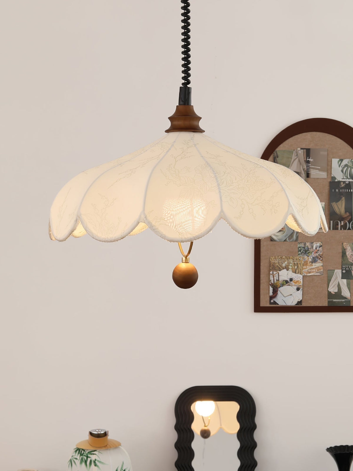 Solarn Fabric & Wood Pendant Lamp