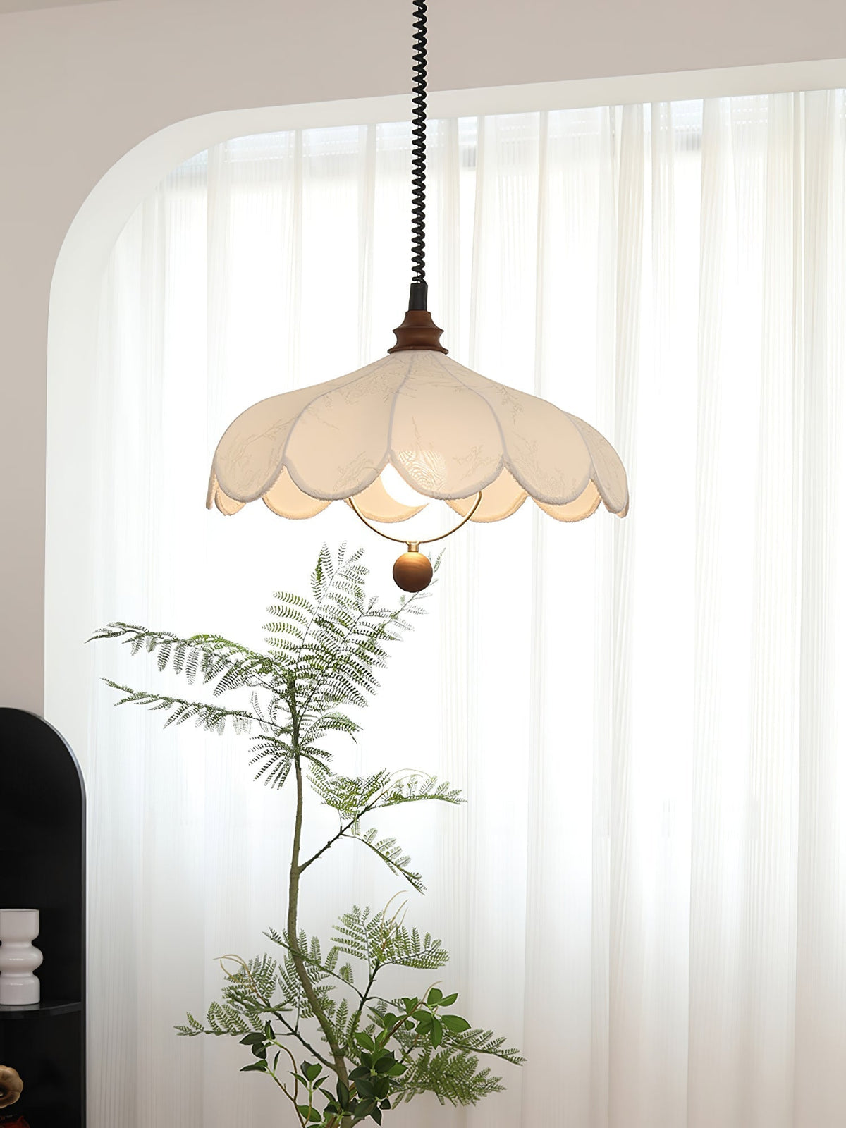 Solarn Fabric & Wood Pendant Lamp