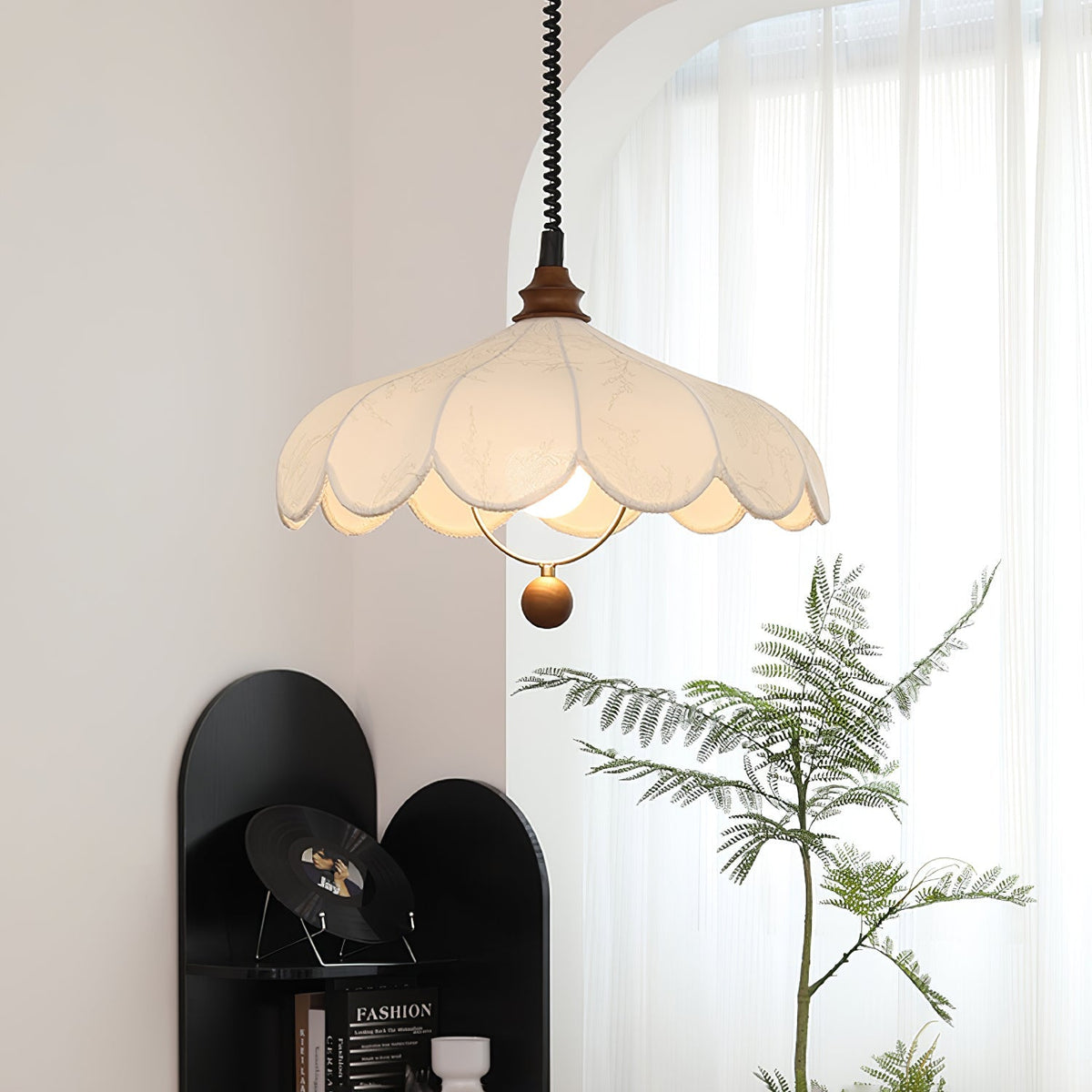 Solarn Fabric & Wood Pendant Lamp