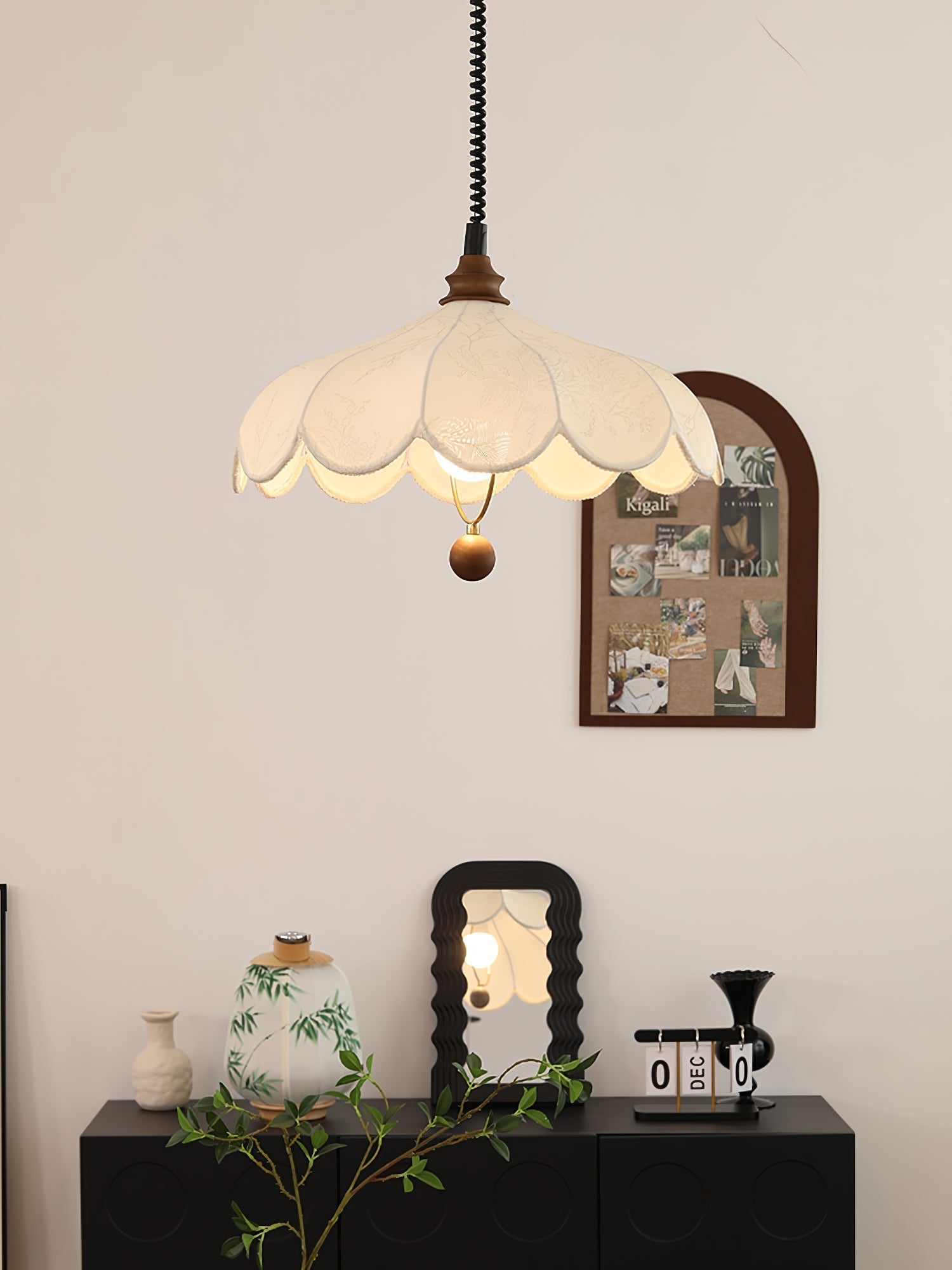 Solarn Fabric & Wood Pendant Lamp