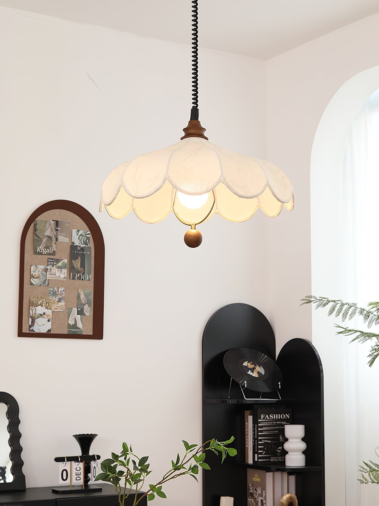Solarn Fabric & Wood Pendant Lamp