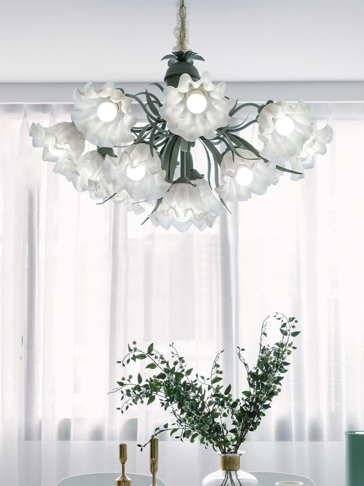 Evren Chandelier Flower with Petals and Leaves