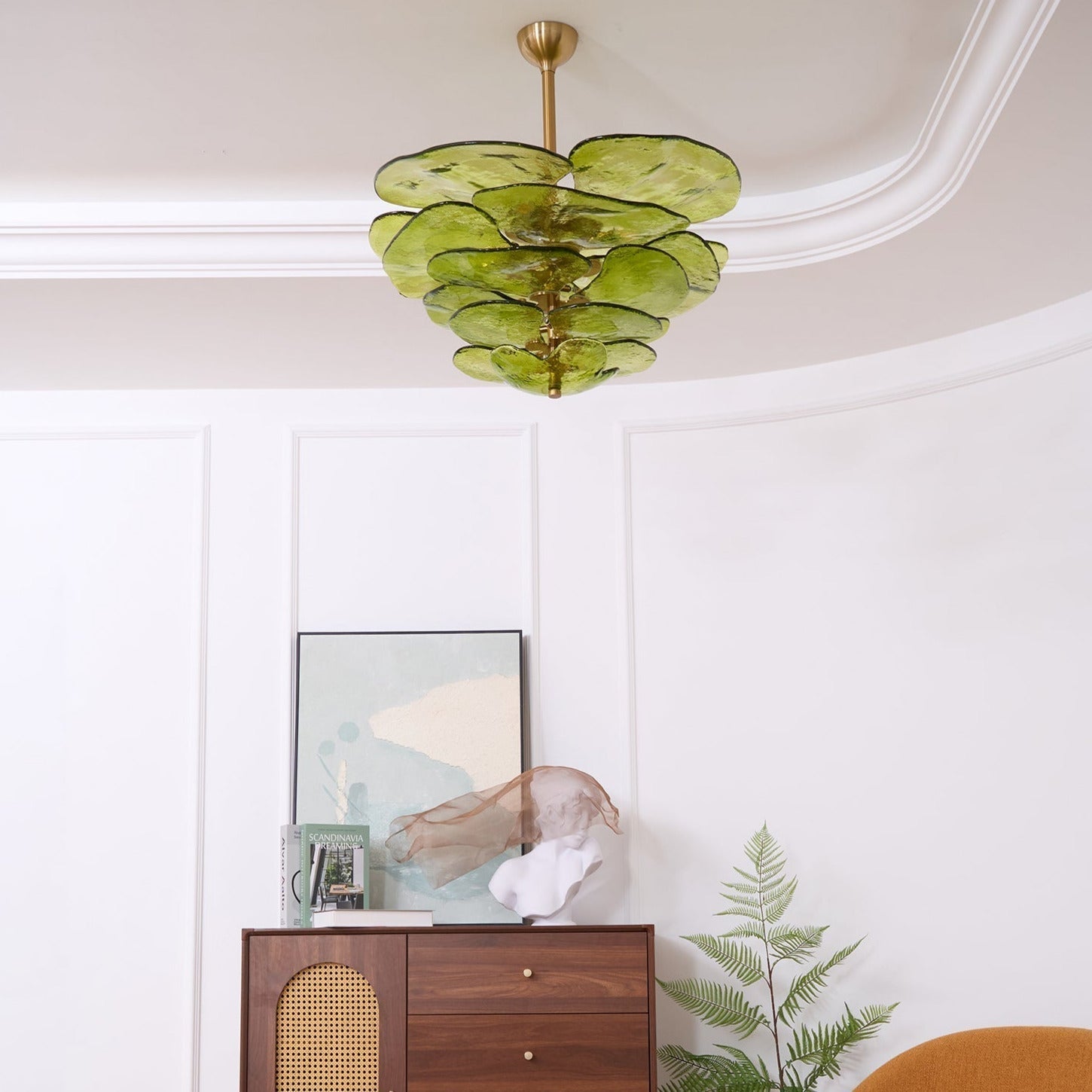 Valentina Lotus Leaf Layered Glass Chandelier