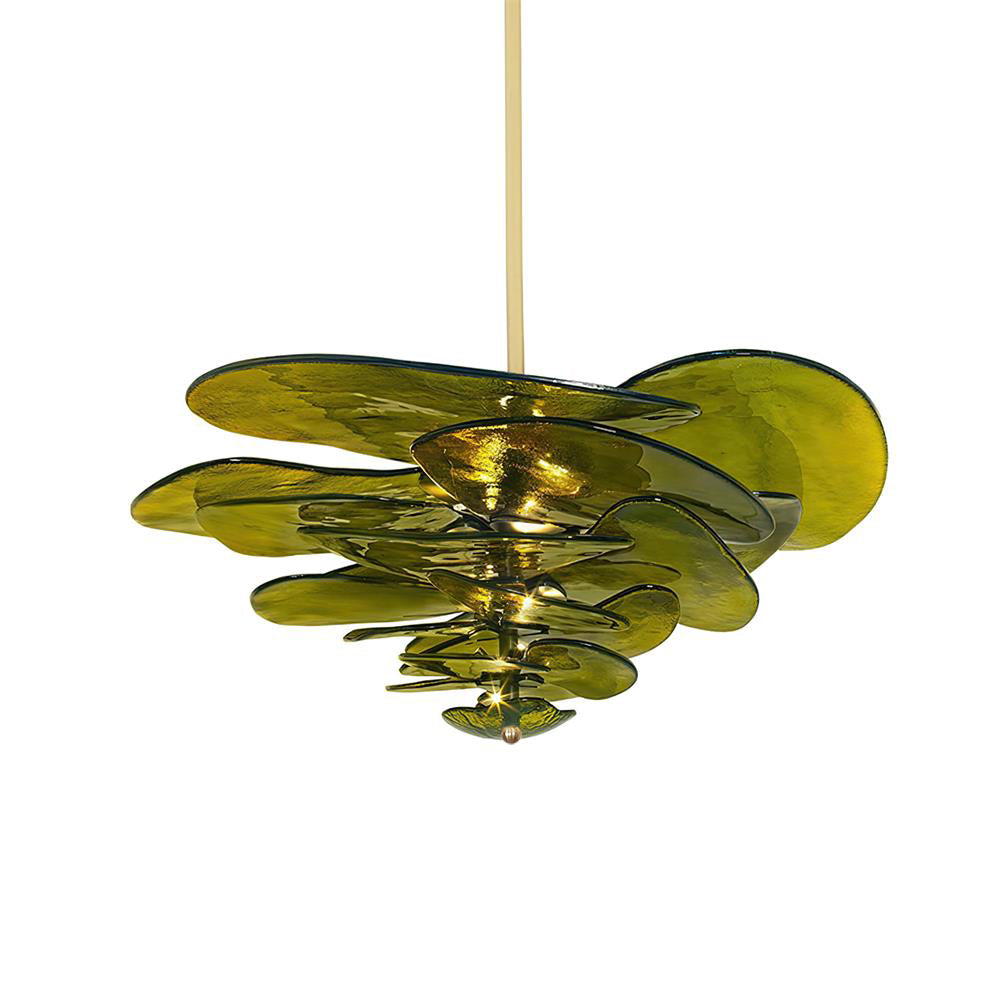 Valentina Lotus Leaf Layered Glass Chandelier