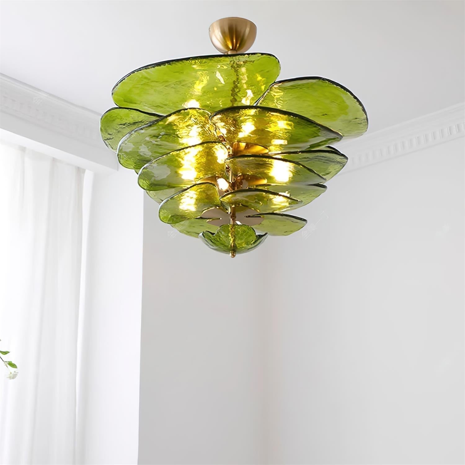 Valentina Lotus Leaf Layered Glass Chandelier