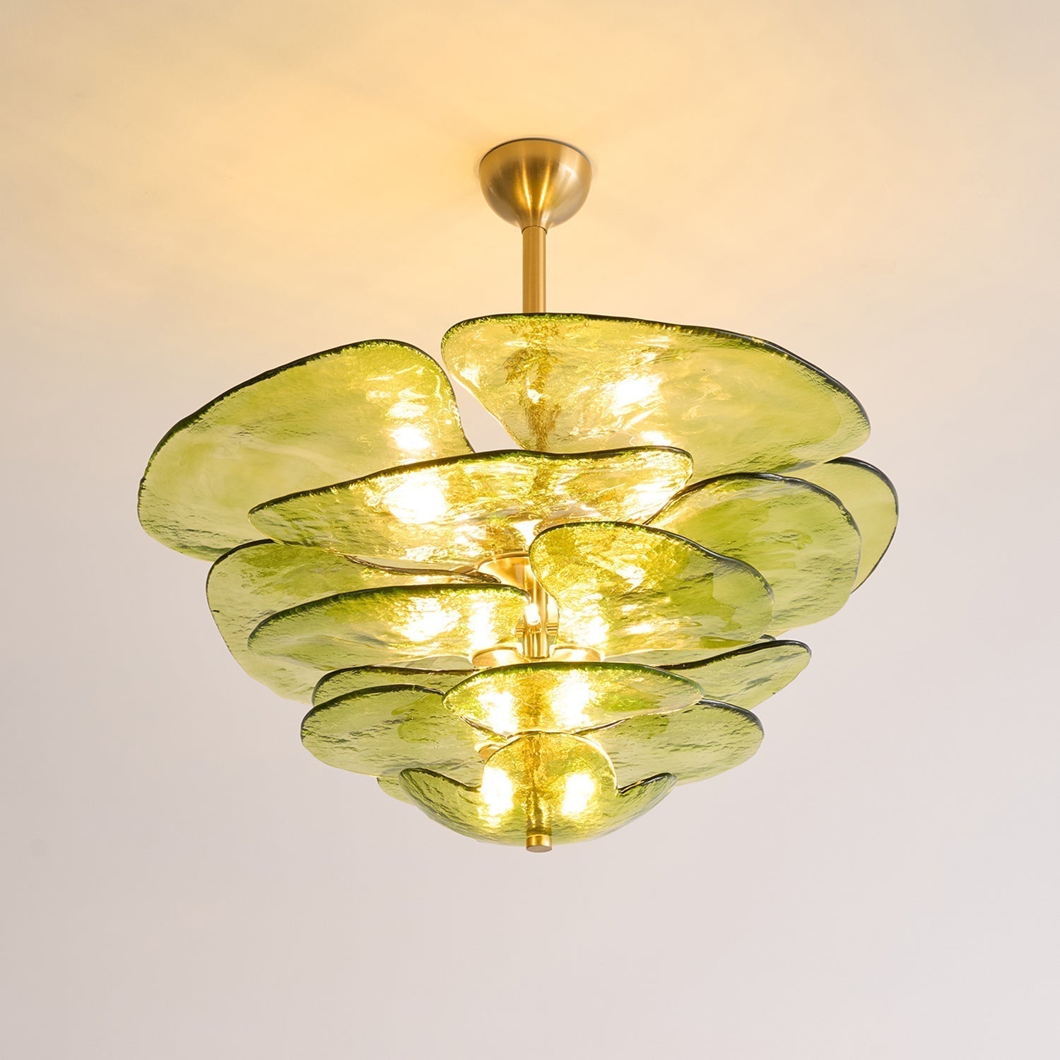 Valentina Lotus Leaf Layered Glass Chandelier