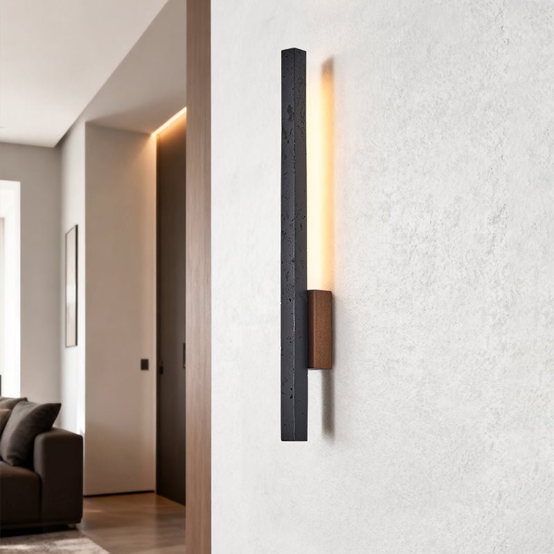 Juna Slim Black Travertine Linear Wall Lamp